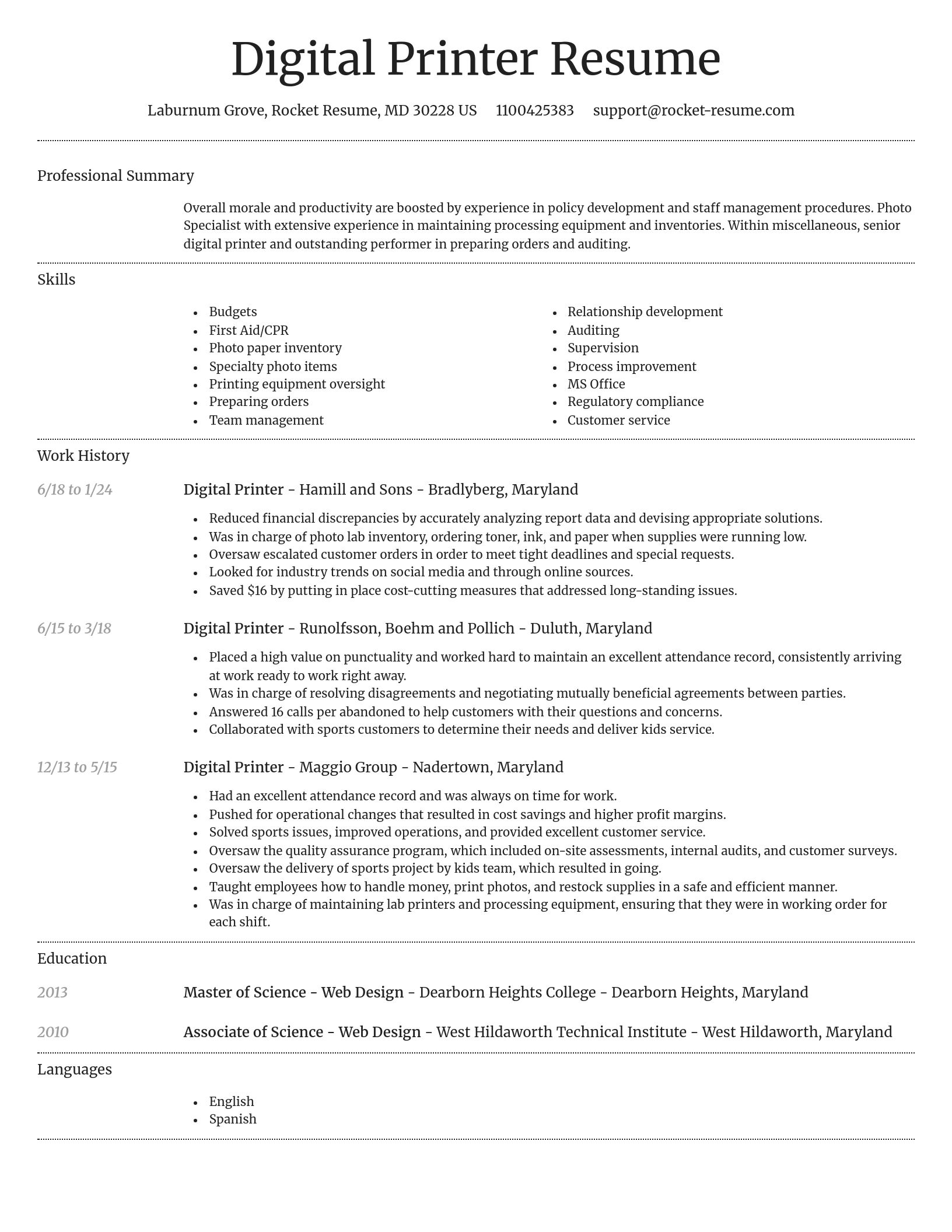 Dignified resume template
