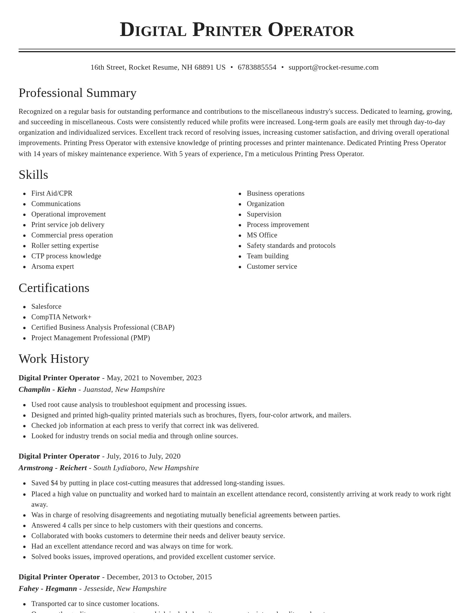 Classic resume template