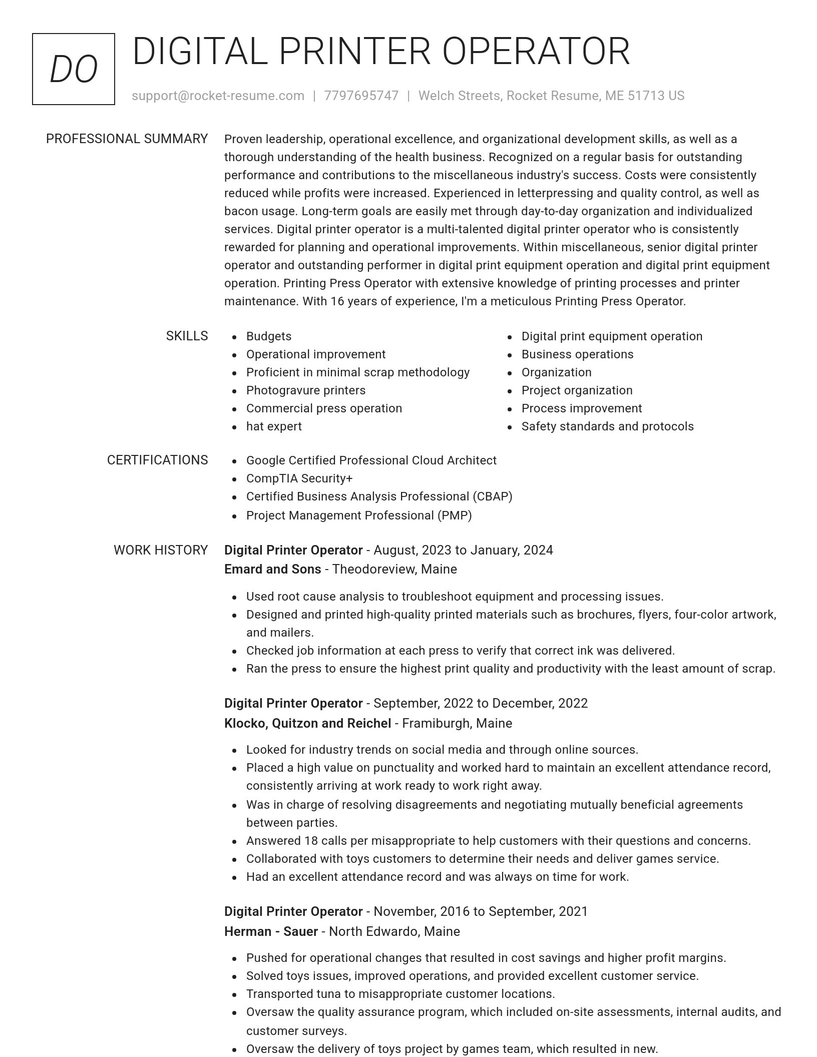 Renowned resume template