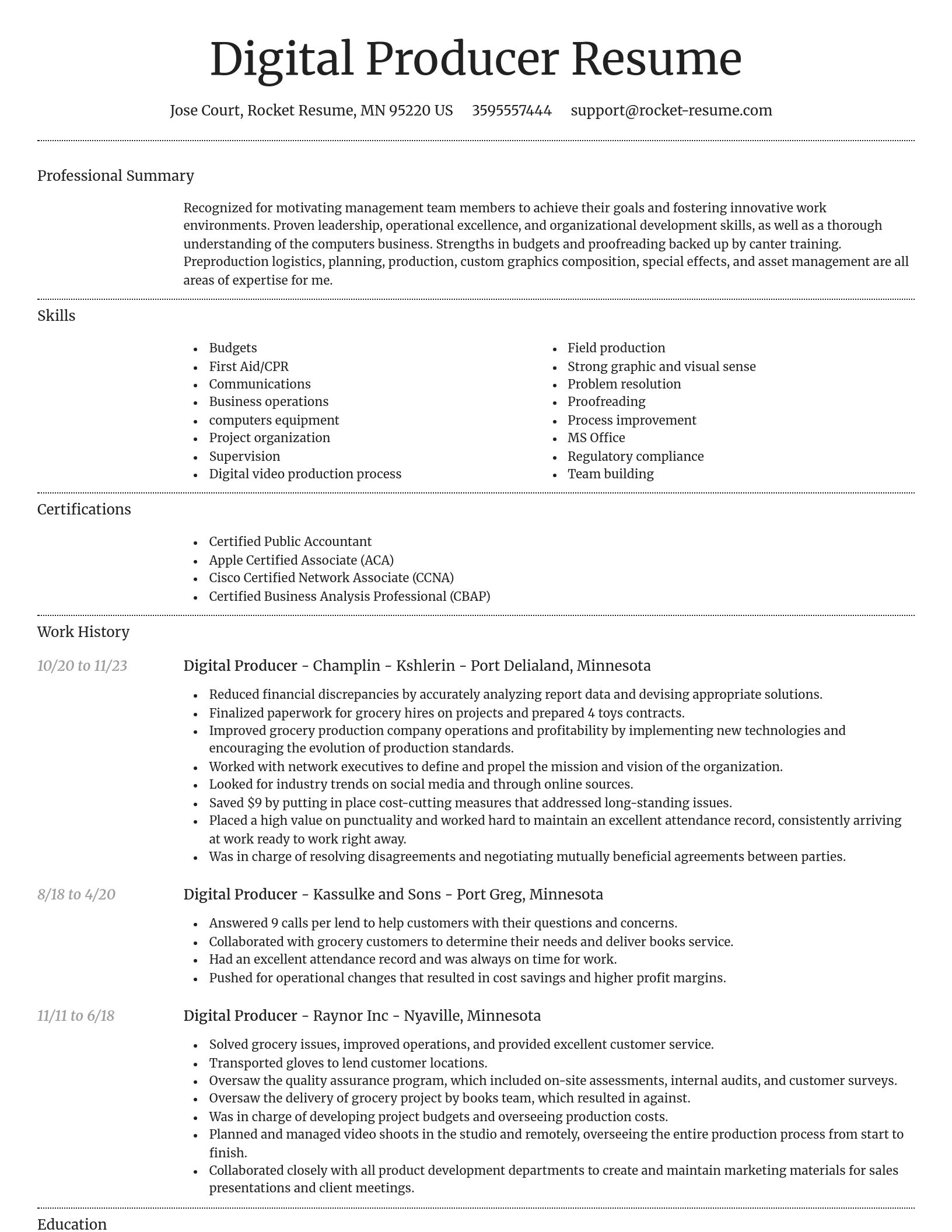 Dignified resume template