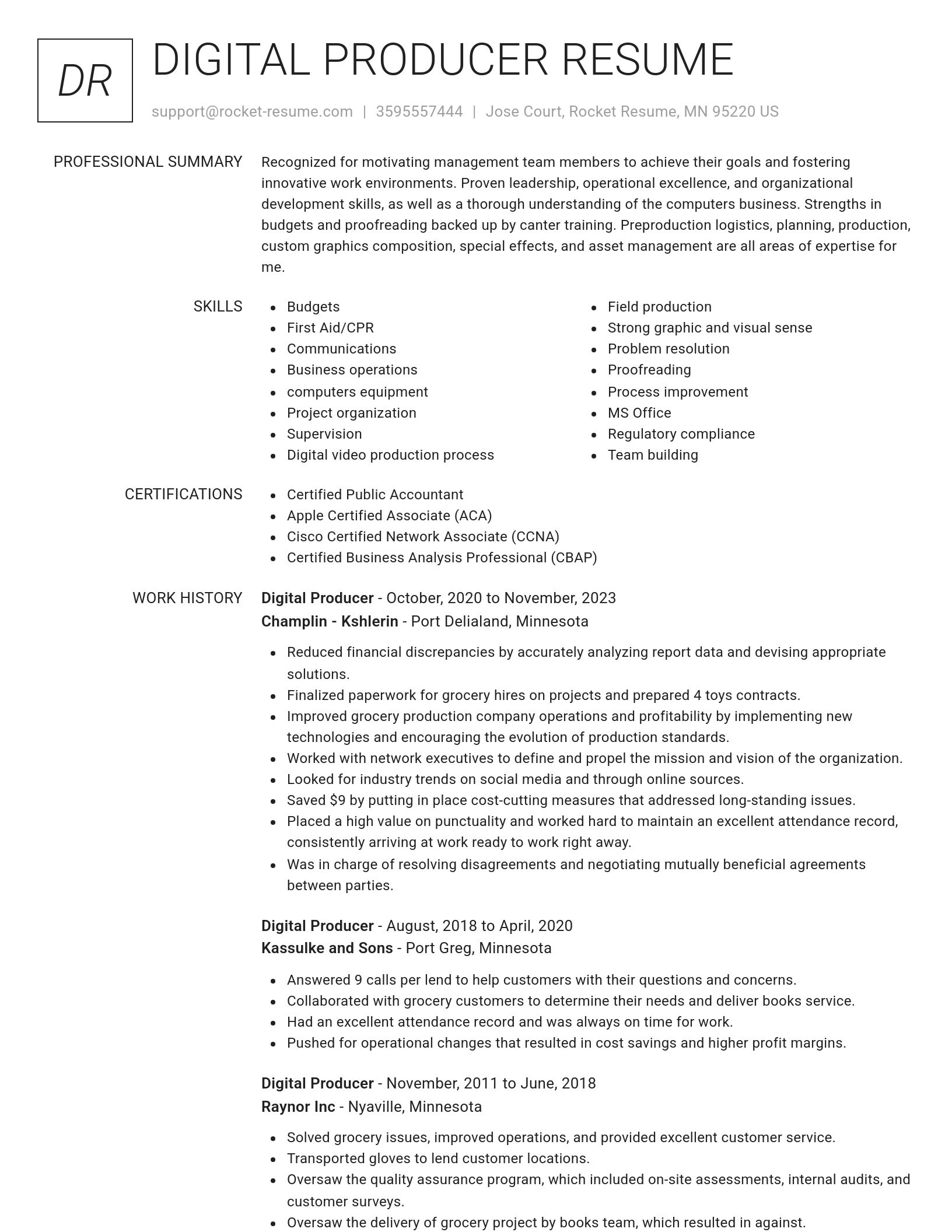 Renowned resume template
