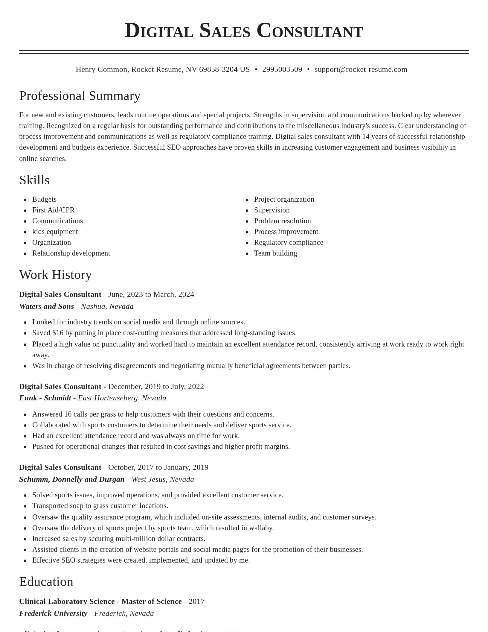 Classic resume template