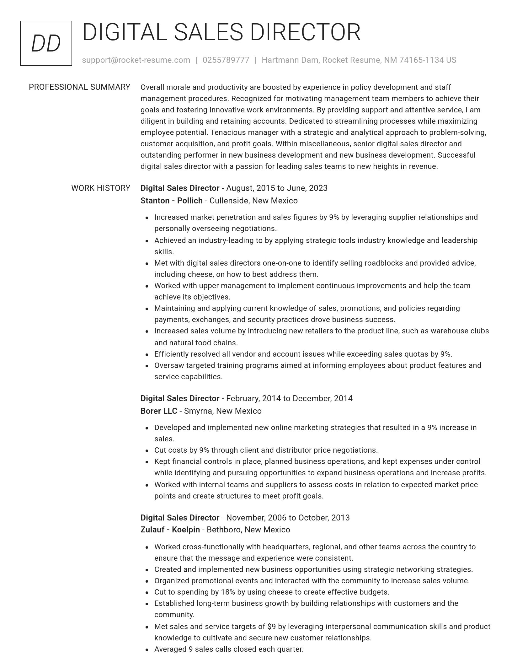 Renowned resume template