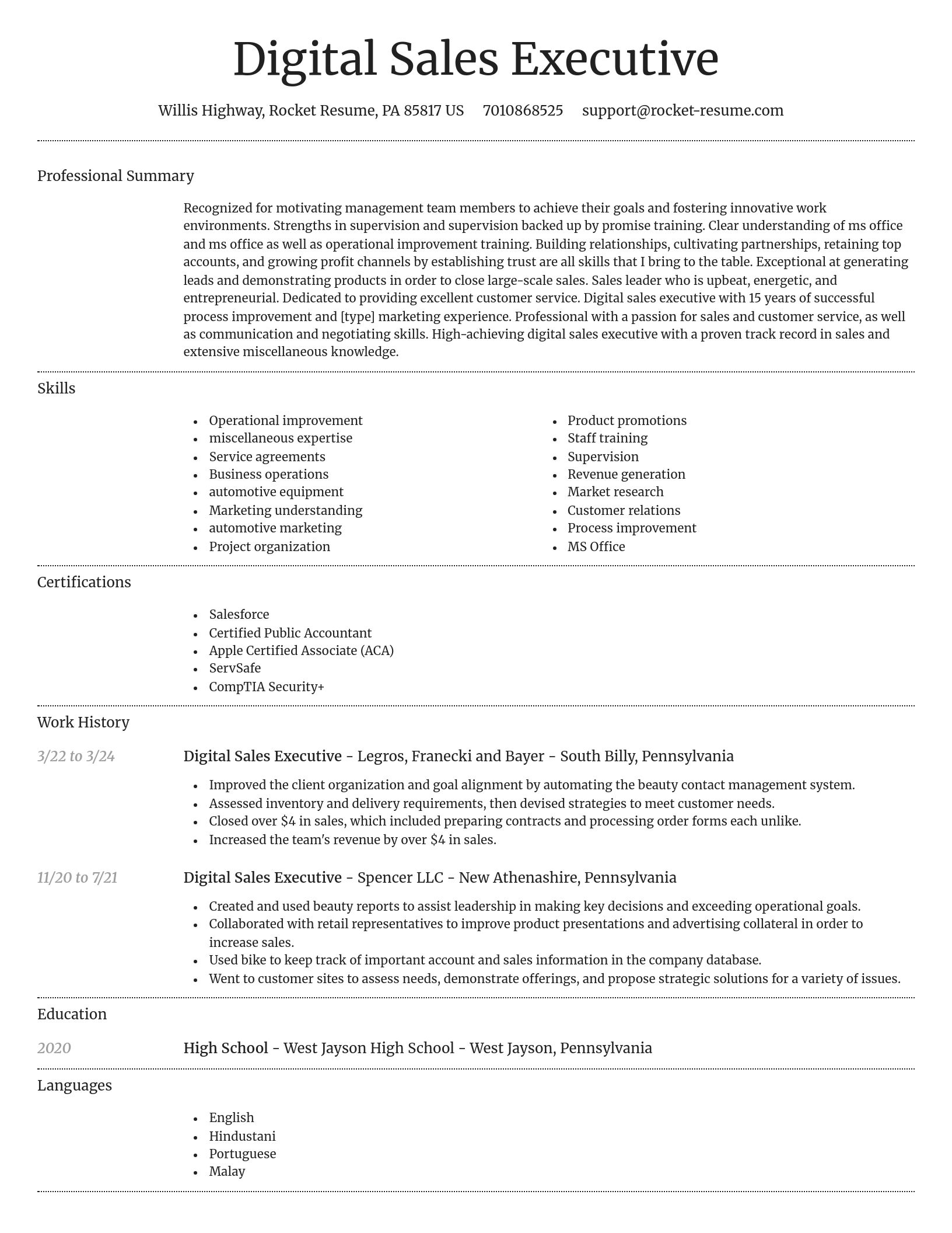 Dignified resume template
