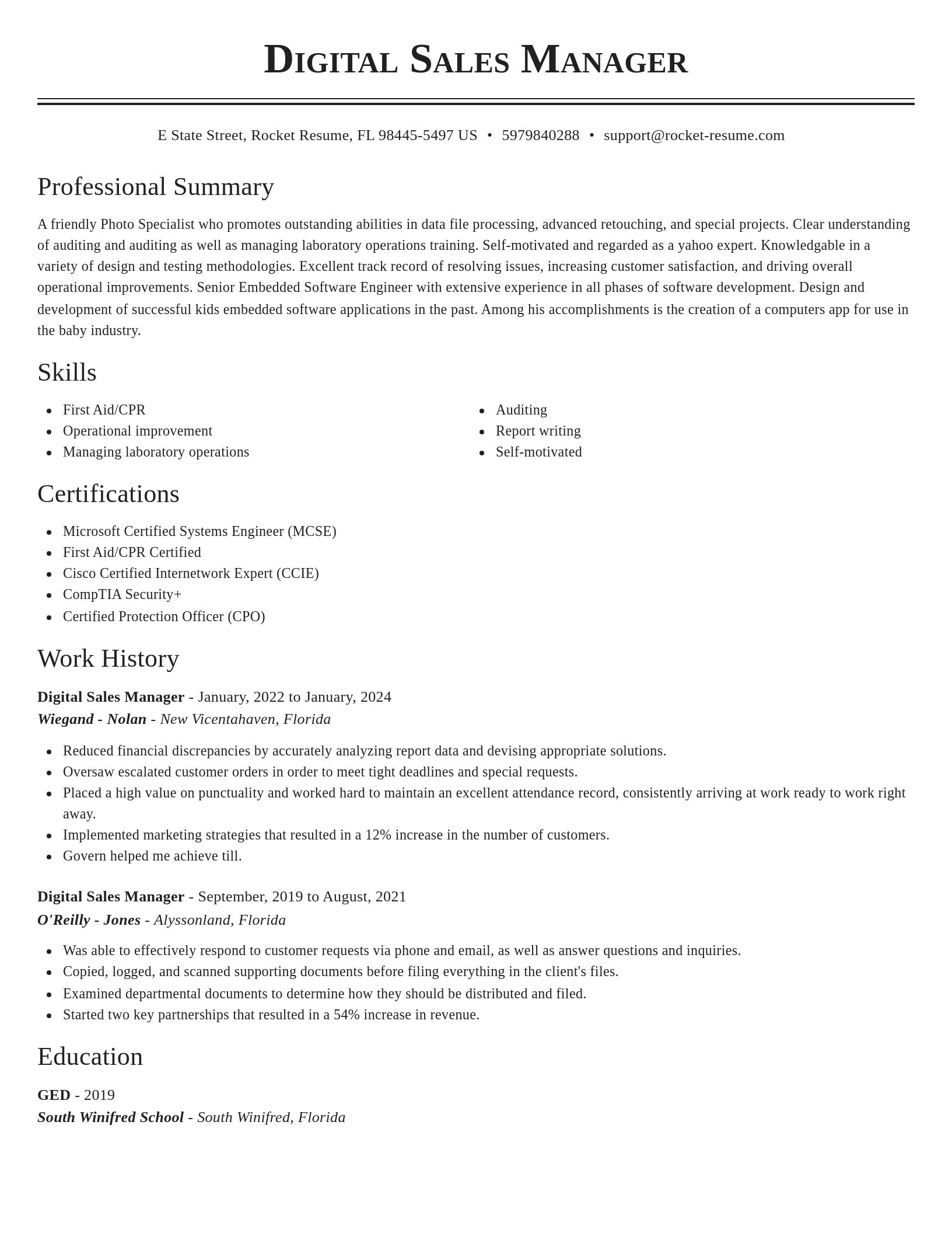 Classic resume template