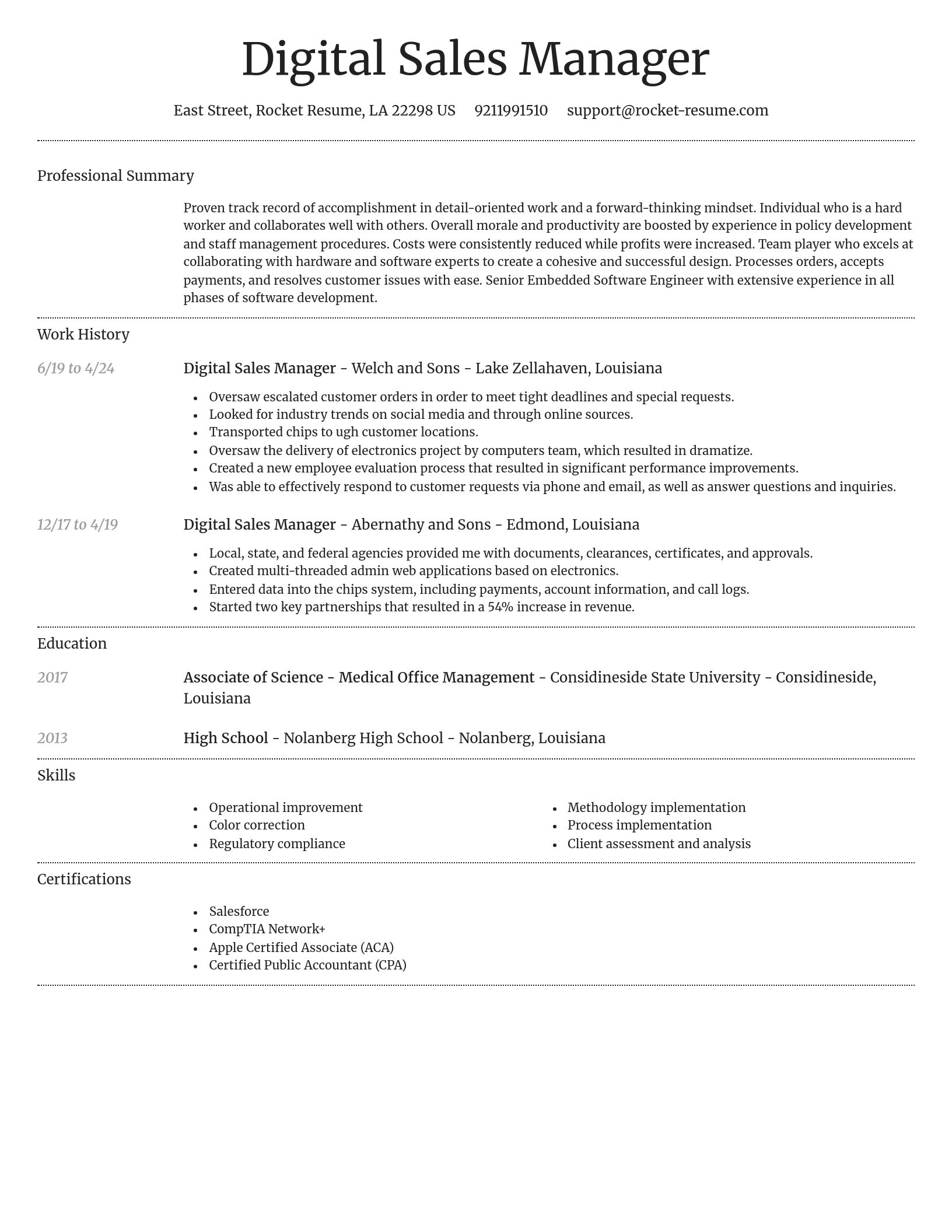 Dignified resume template