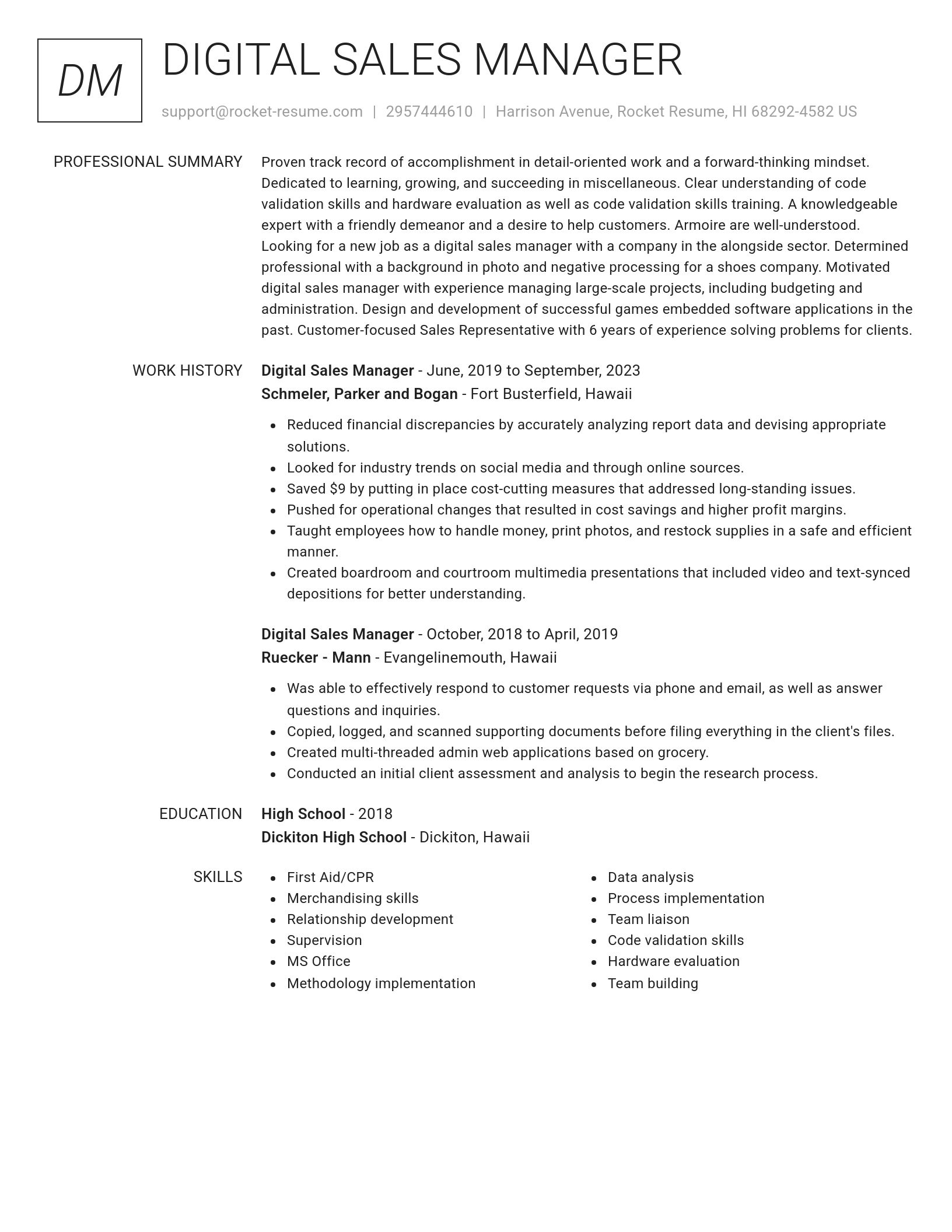 Renowned resume template