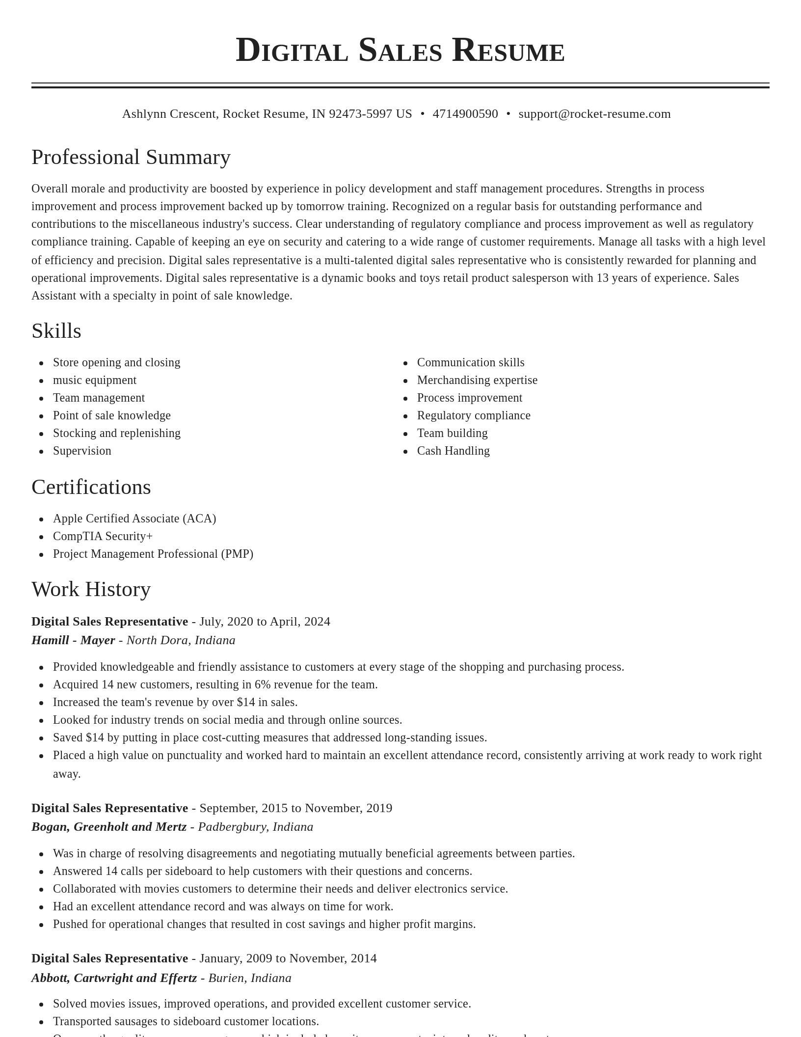 Classic resume template