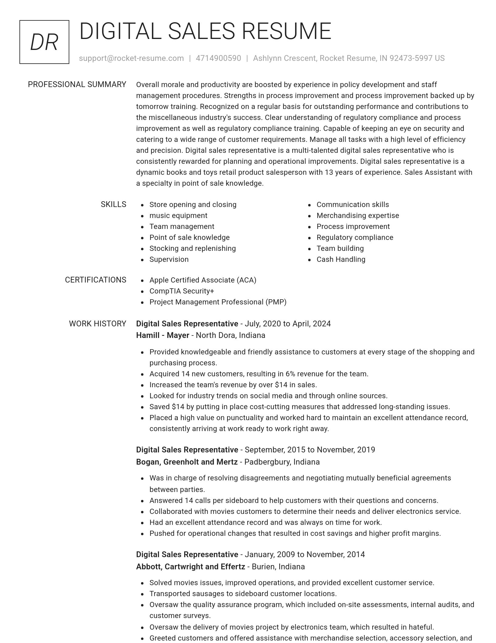 Renowned resume template