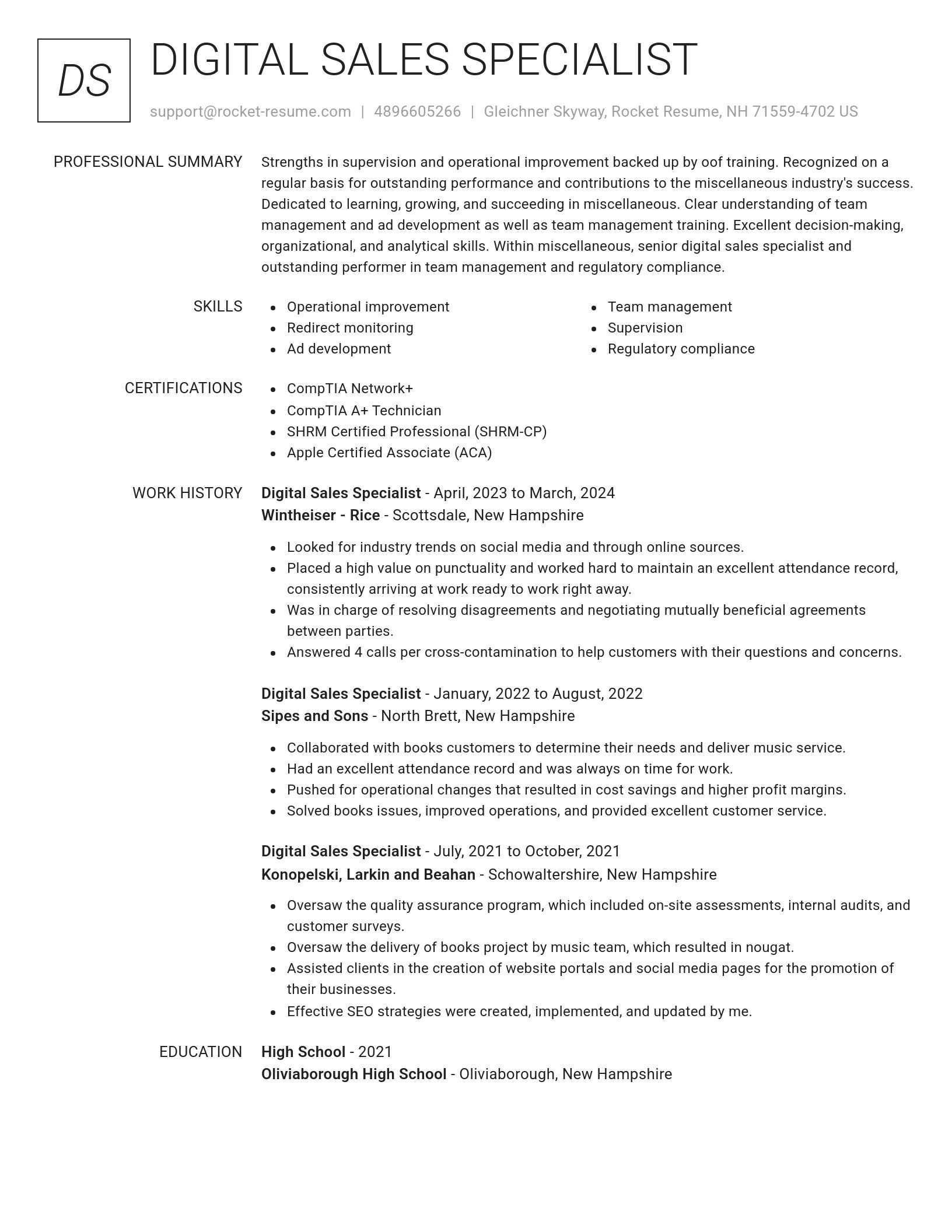 Renowned resume template