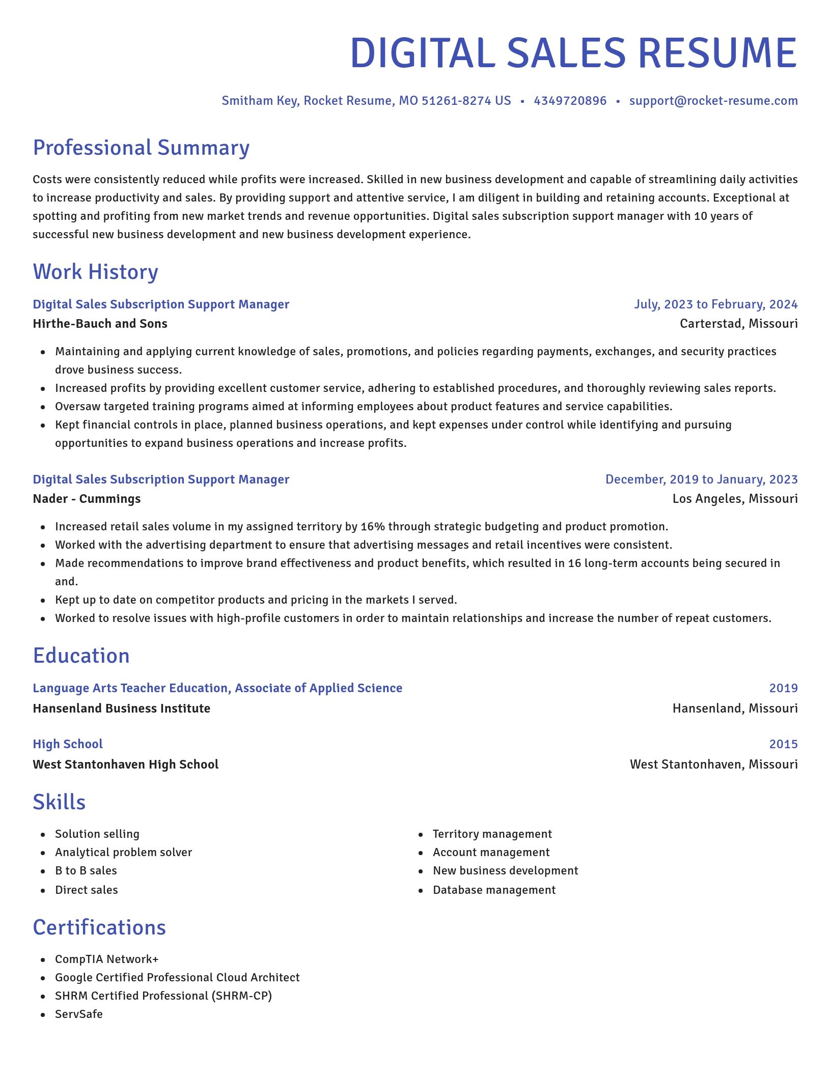Novel resume template