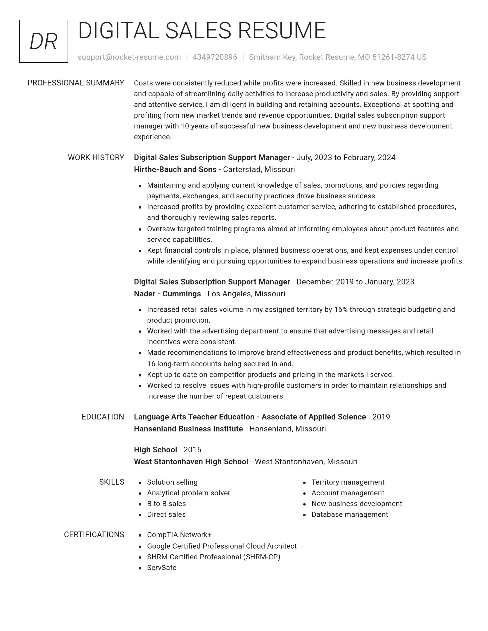 Renowned resume template