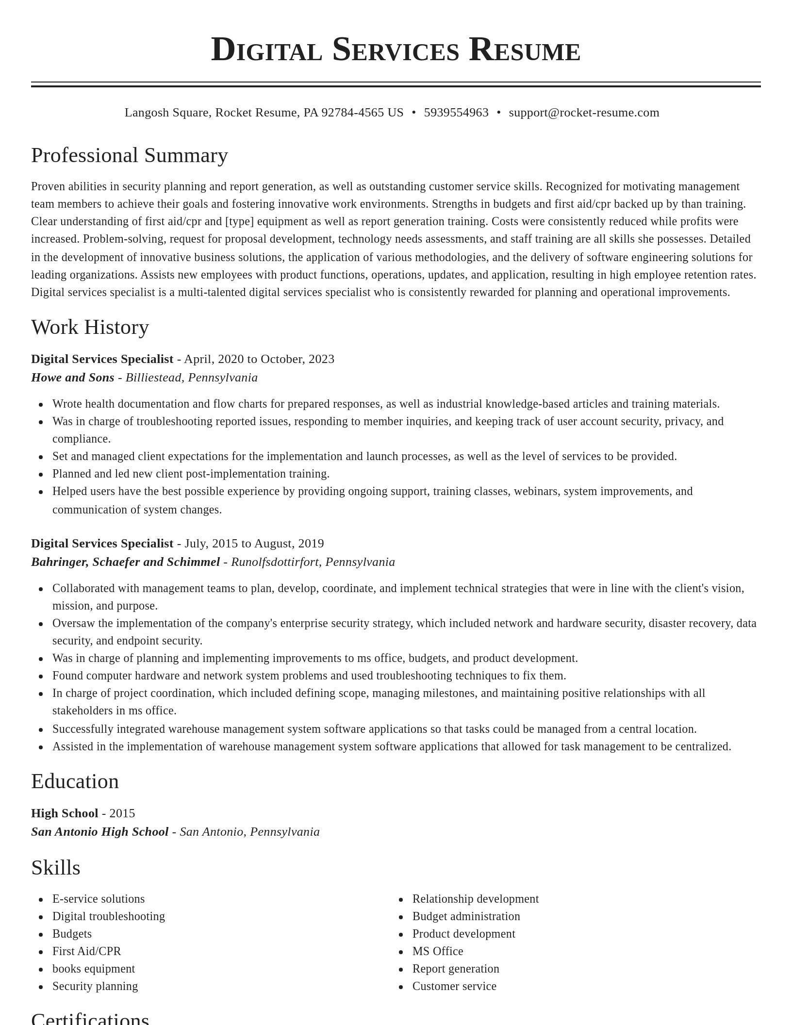 Classic resume template