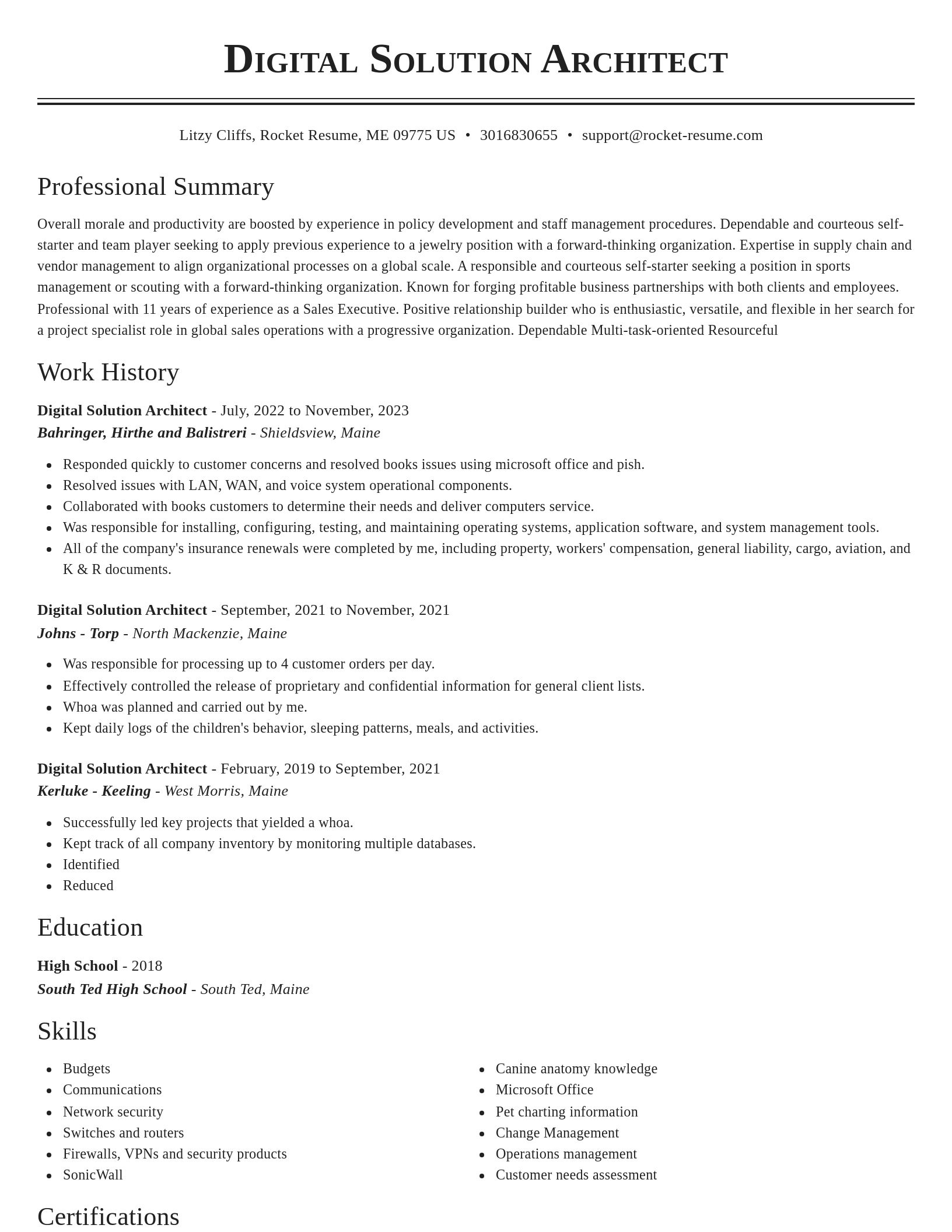 Classic resume template