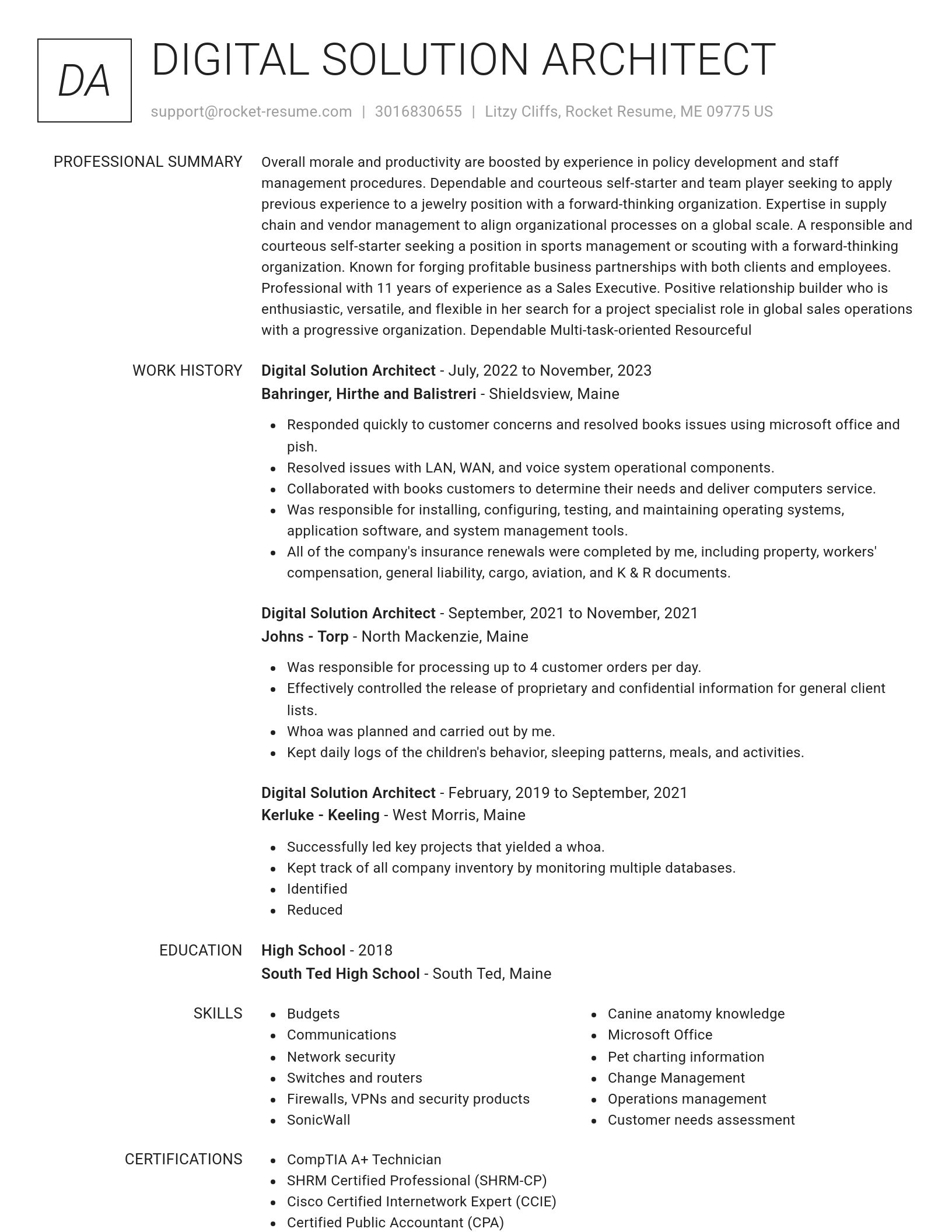 Renowned resume template