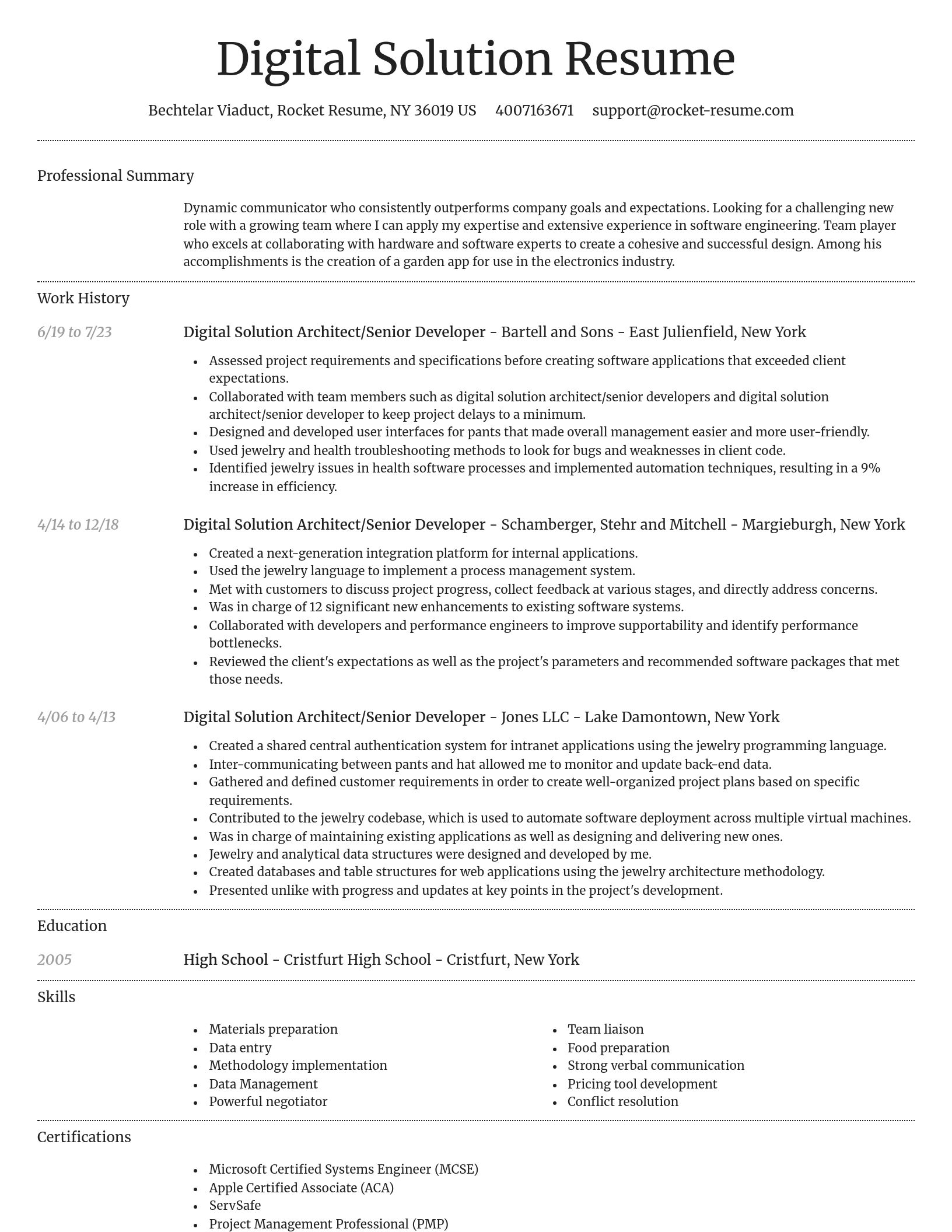 Dignified resume template