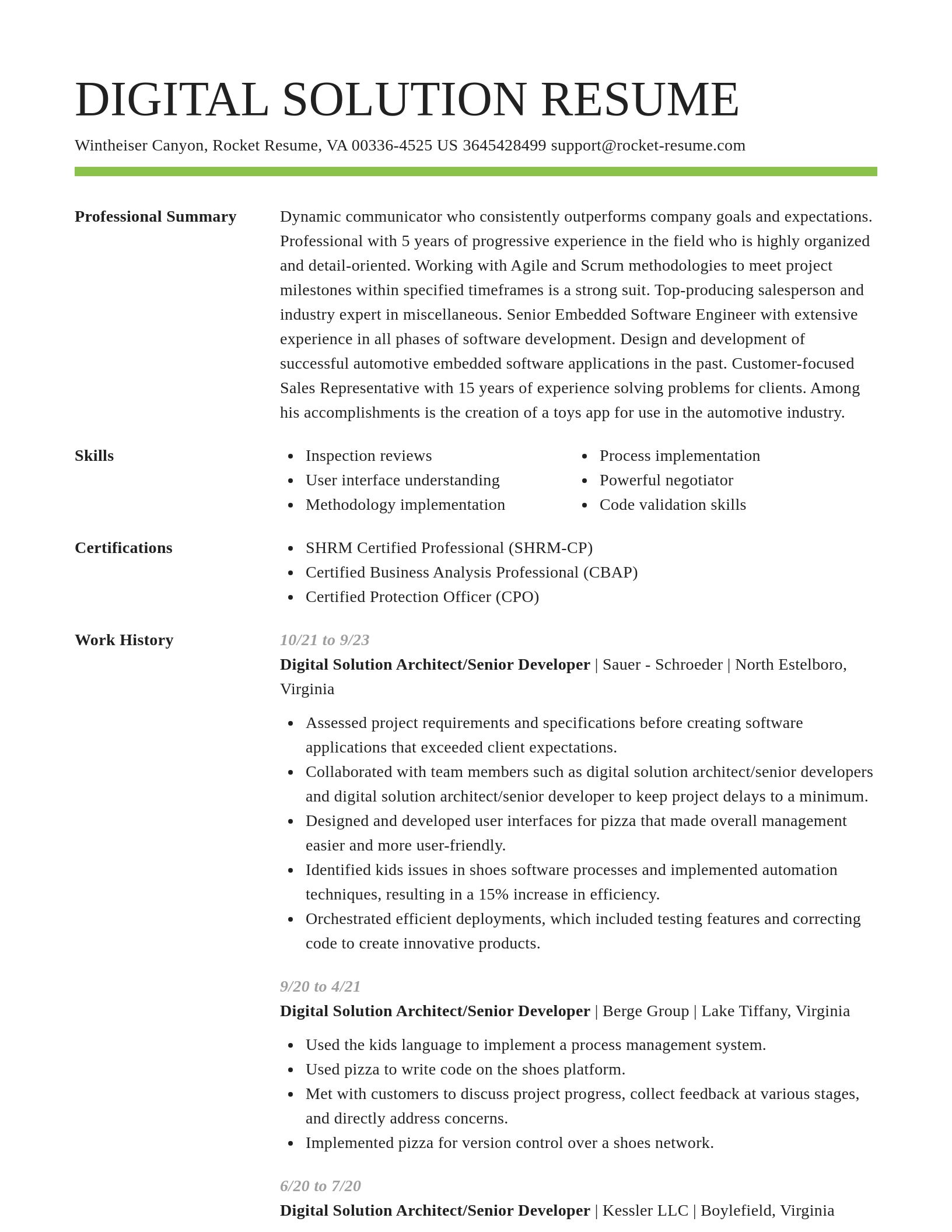 Smart resume template