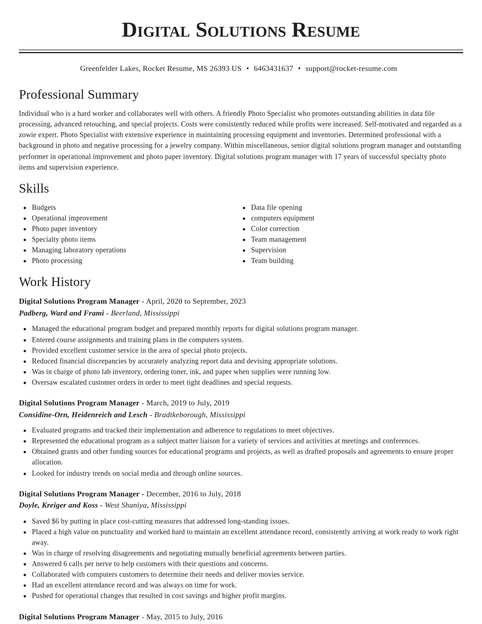 Classic resume template