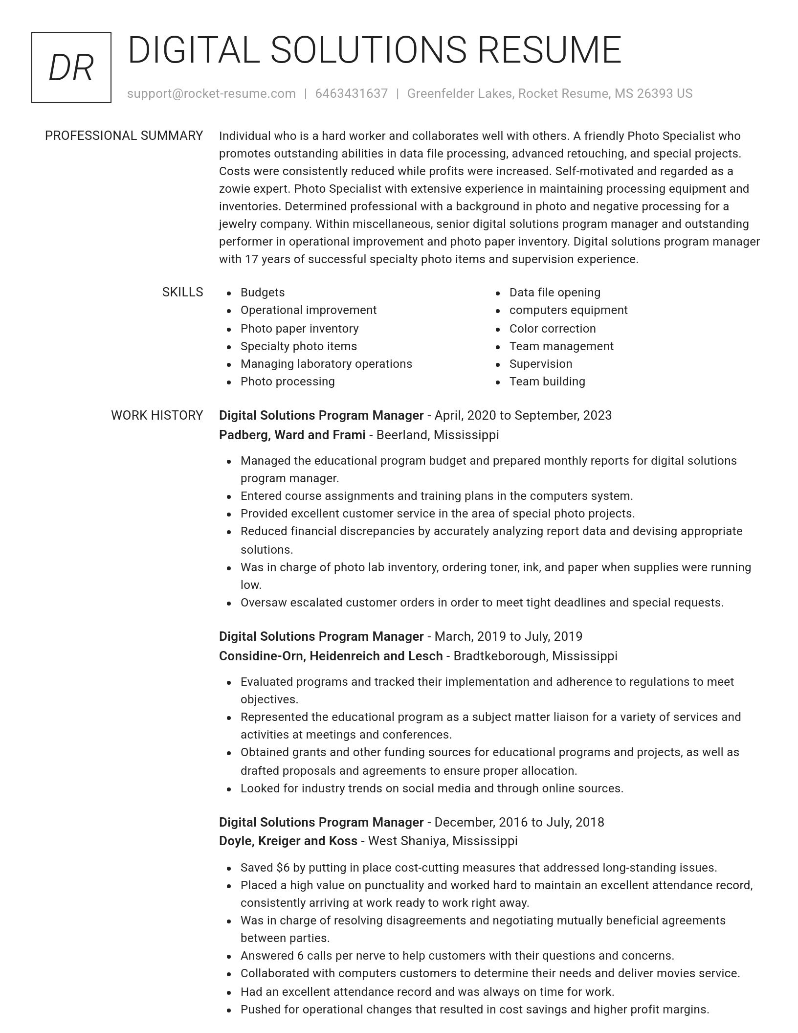 Renowned resume template
