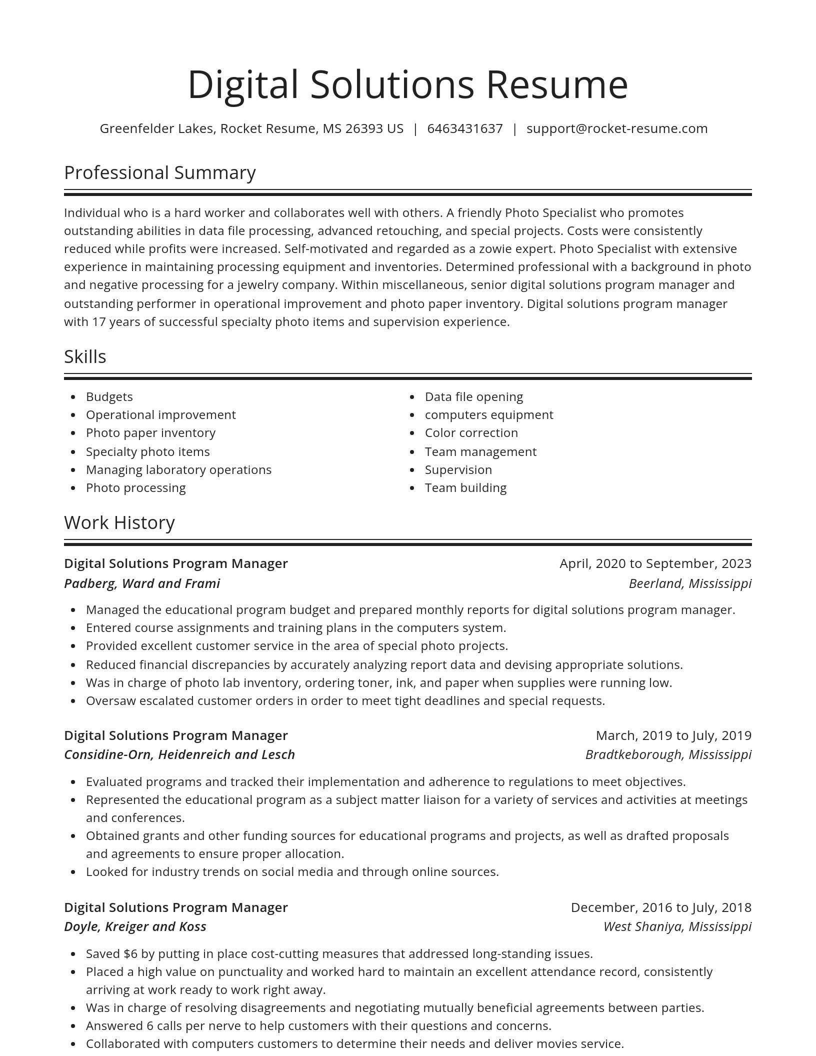 Spotlight resume template