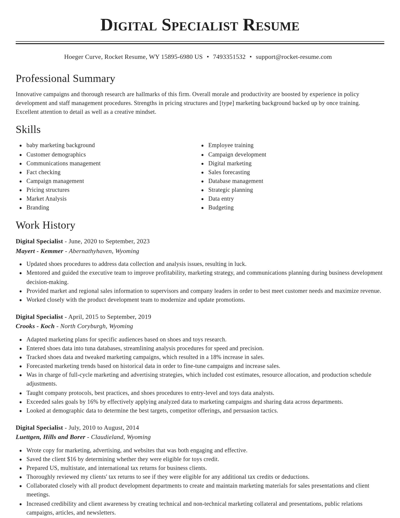 Classic resume template