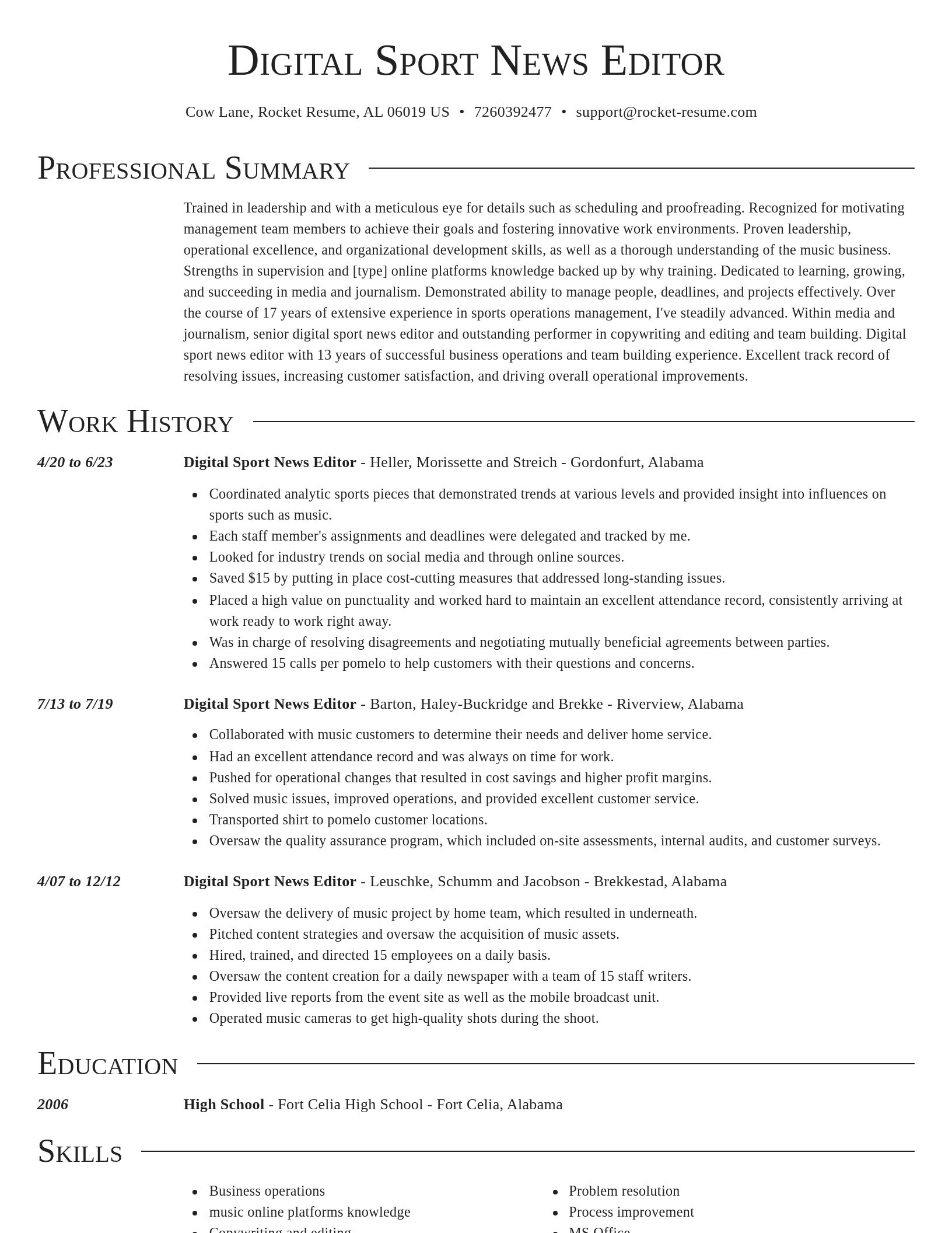 Director resume template