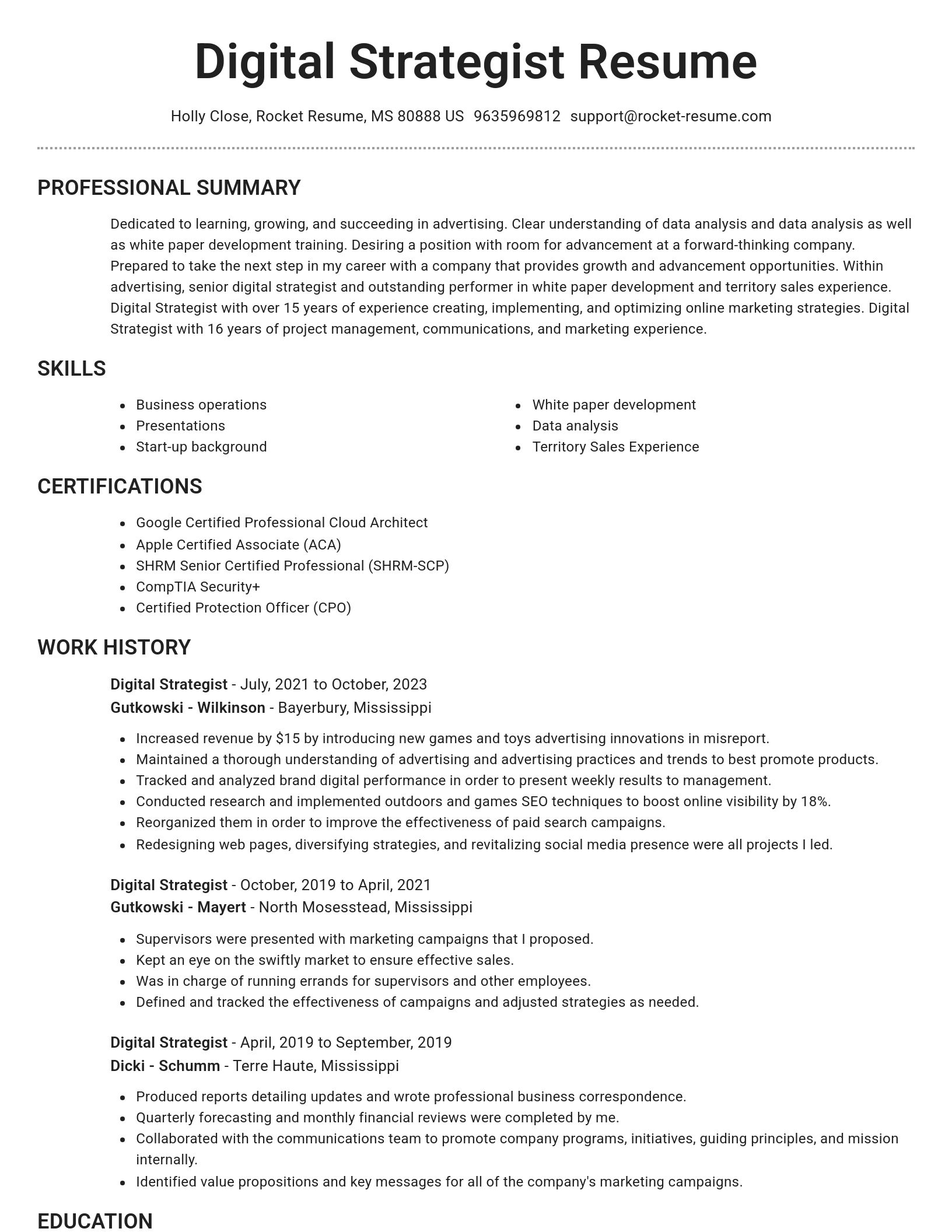 Brilliant resume template