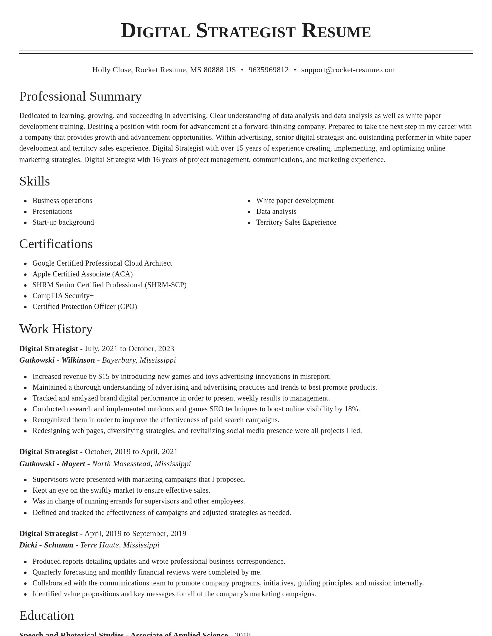 Classic resume template