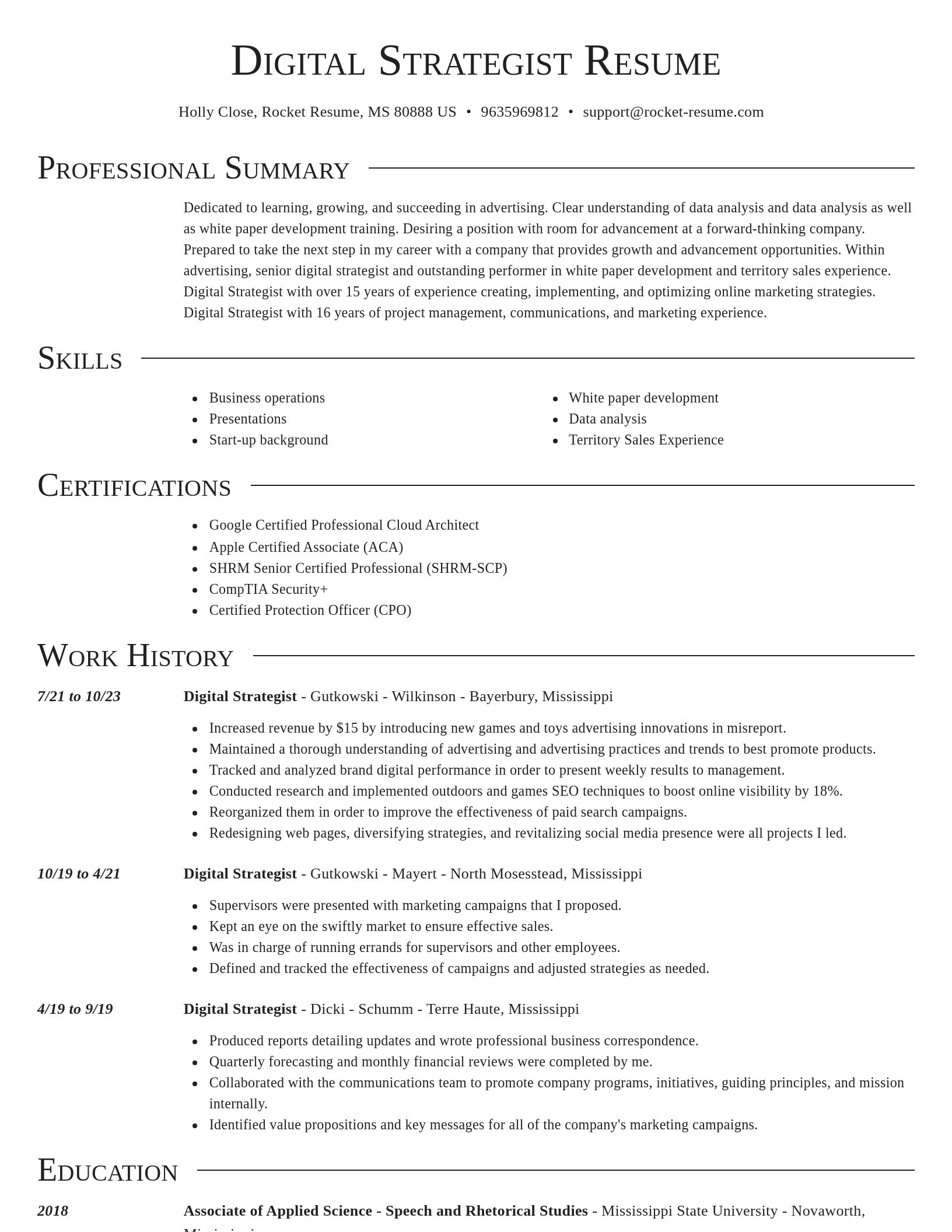 Director resume template