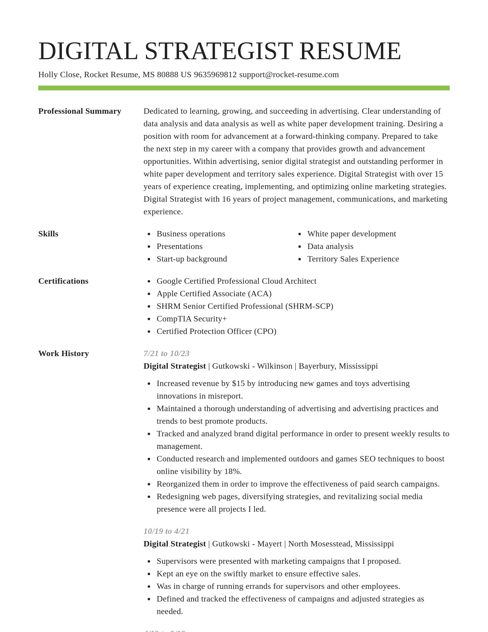 Smart resume template