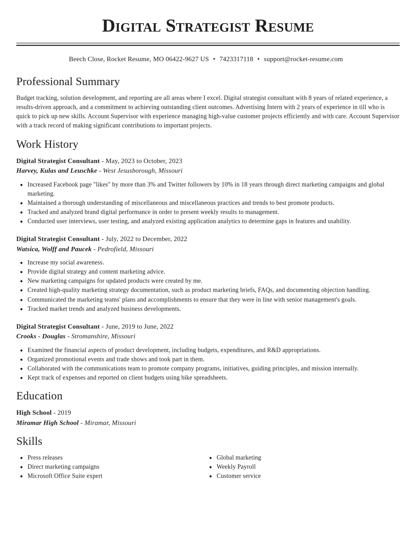 Classic resume template