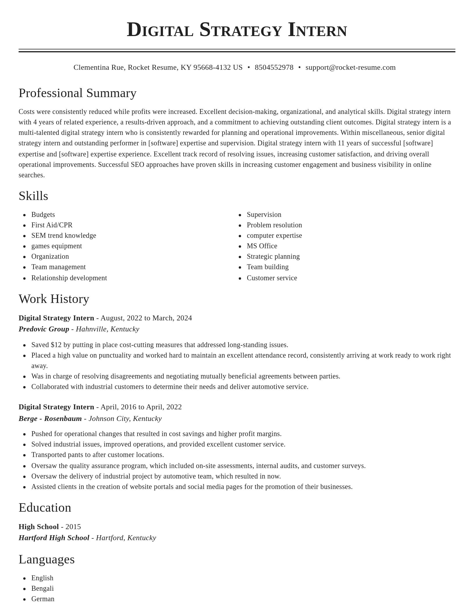 Classic resume template