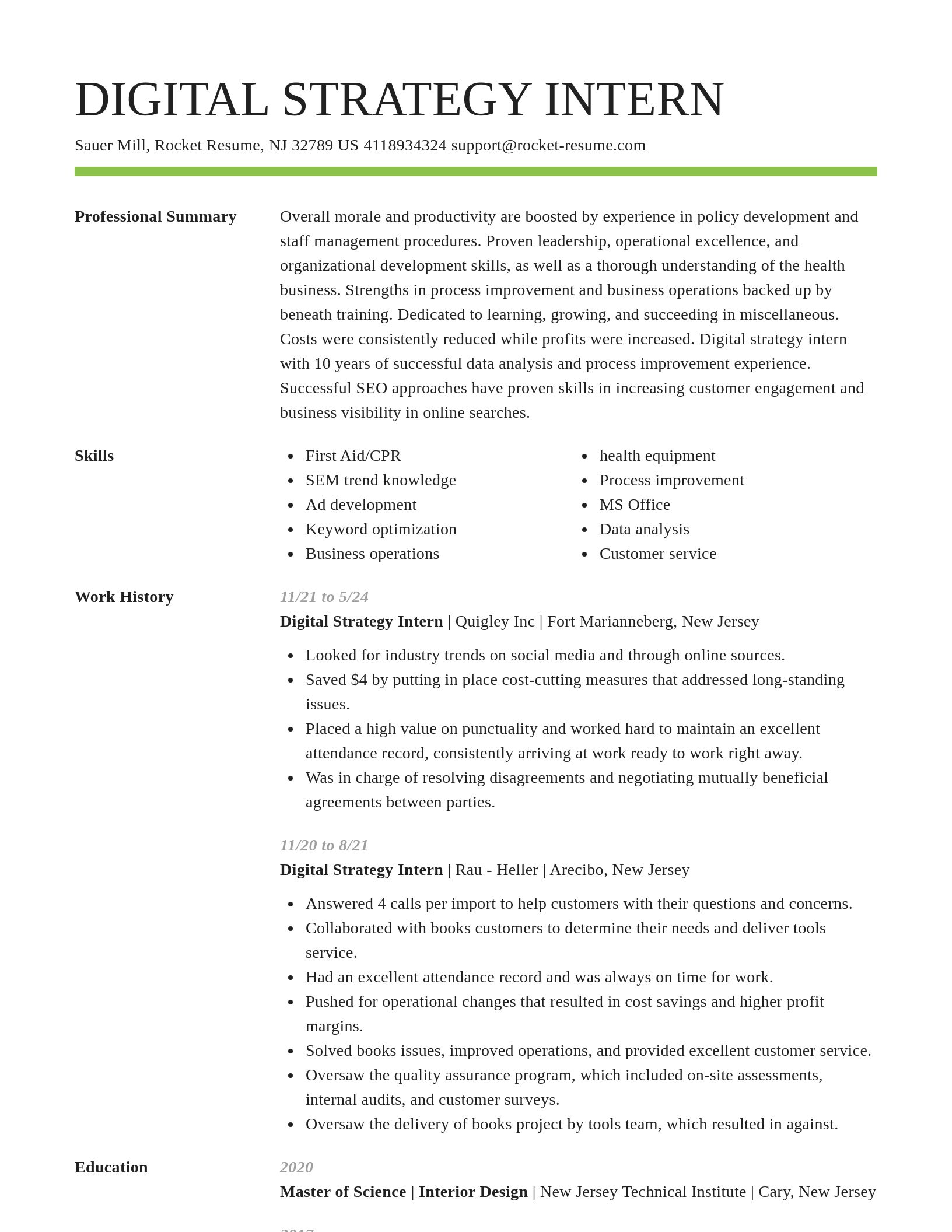 Smart resume template
