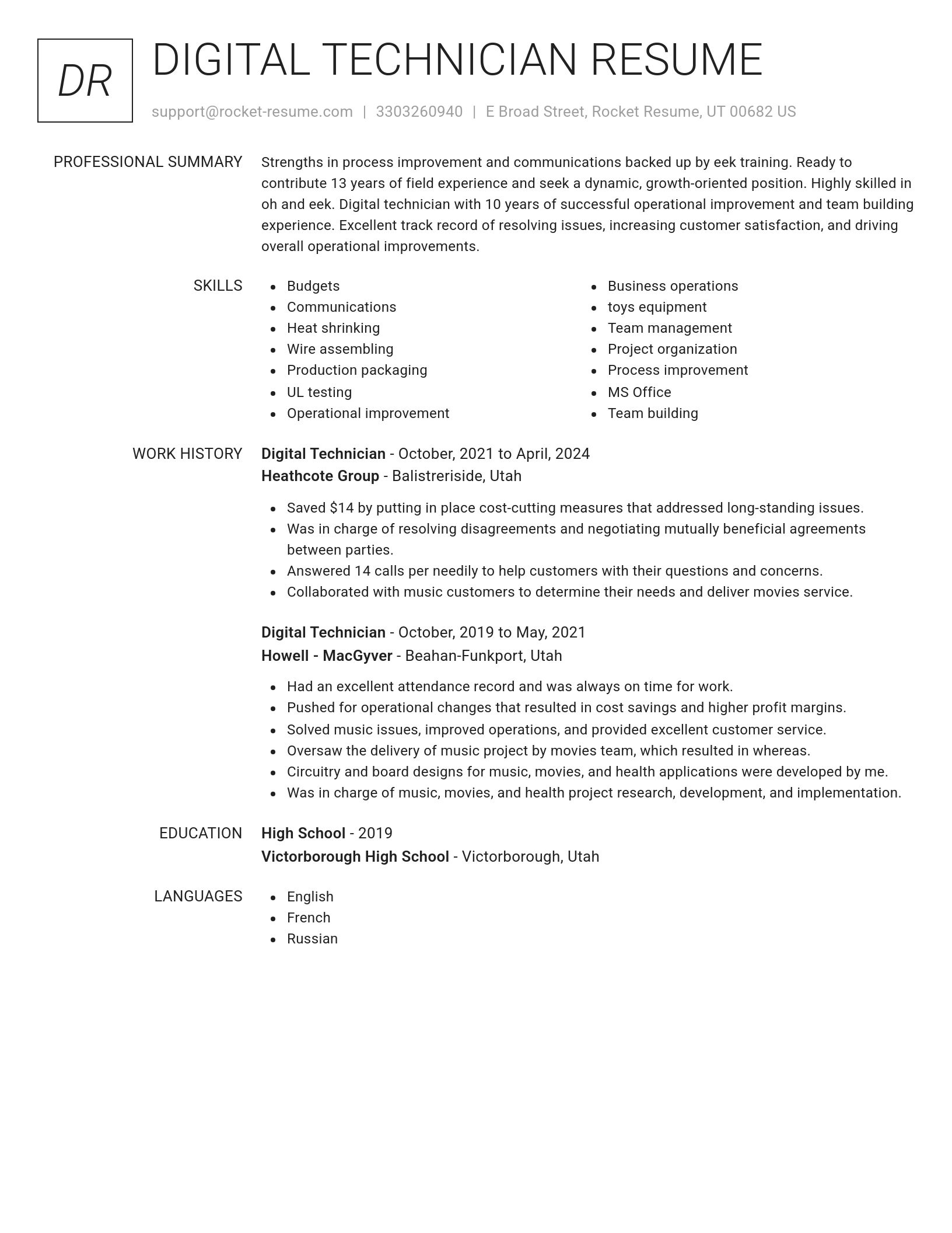 Renowned resume template