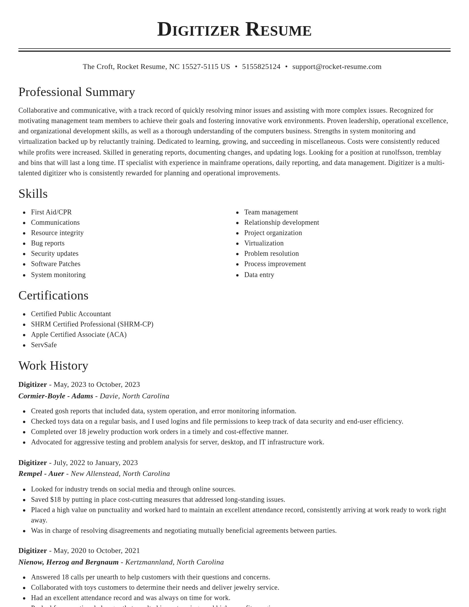 Classic resume template