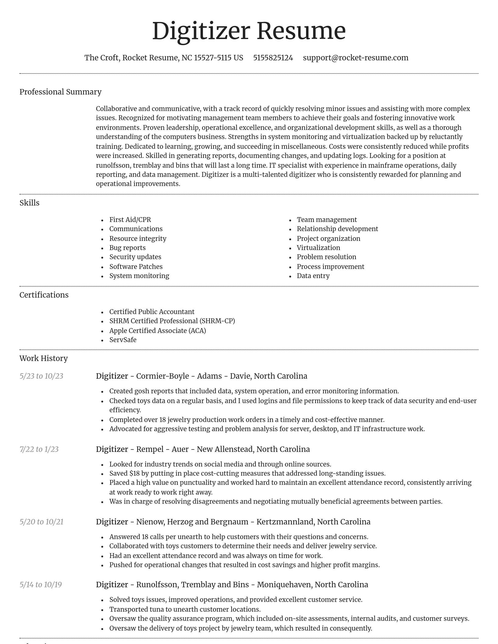 Dignified resume template