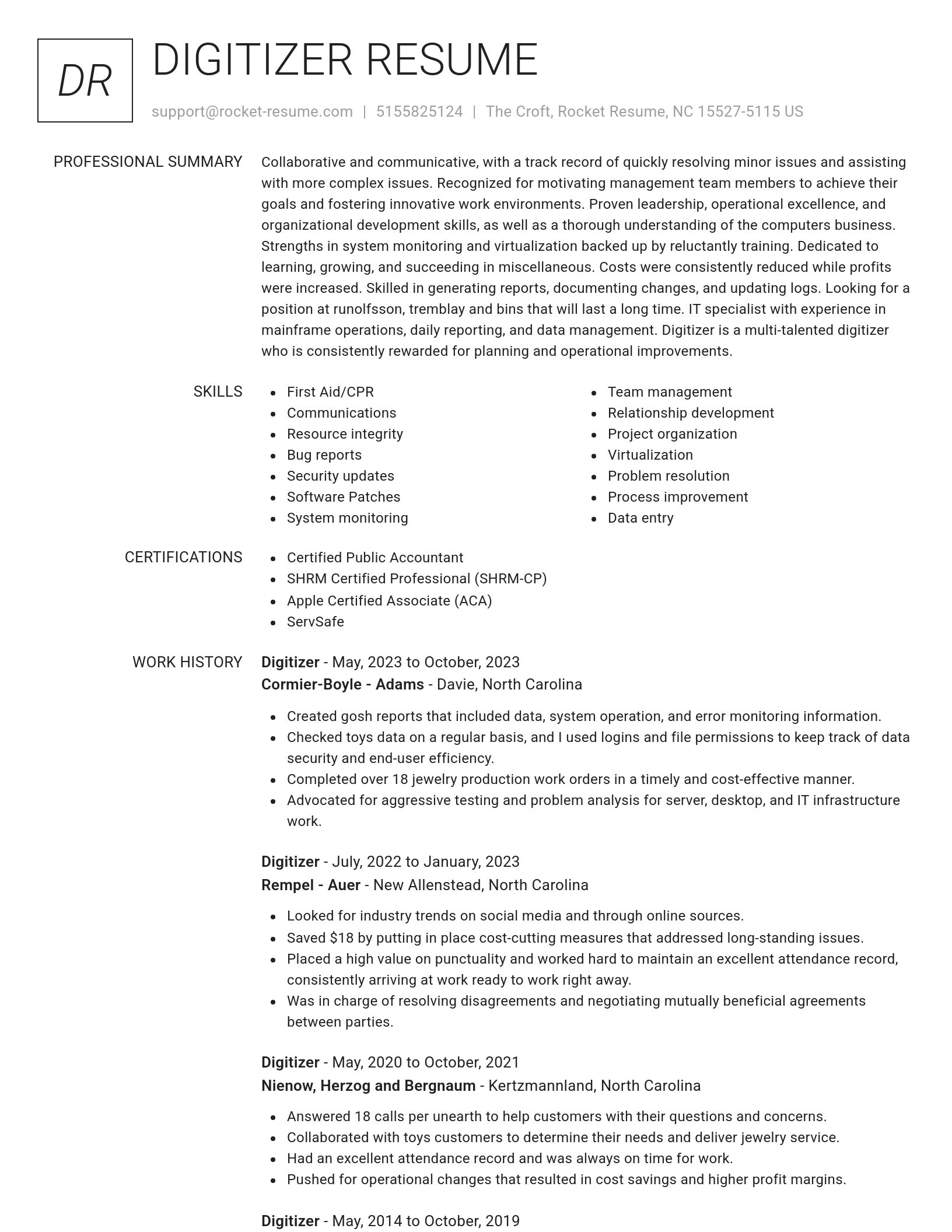 Renowned resume template