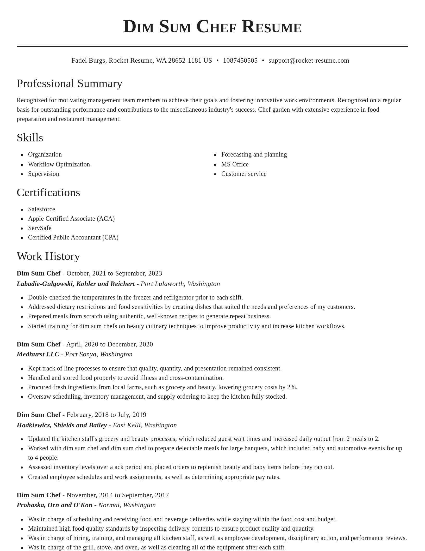 Classic resume template