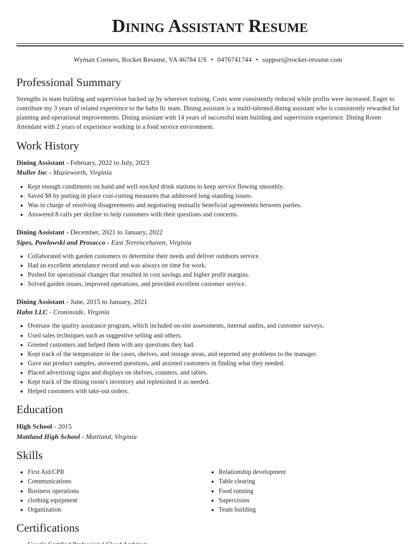Classic resume template