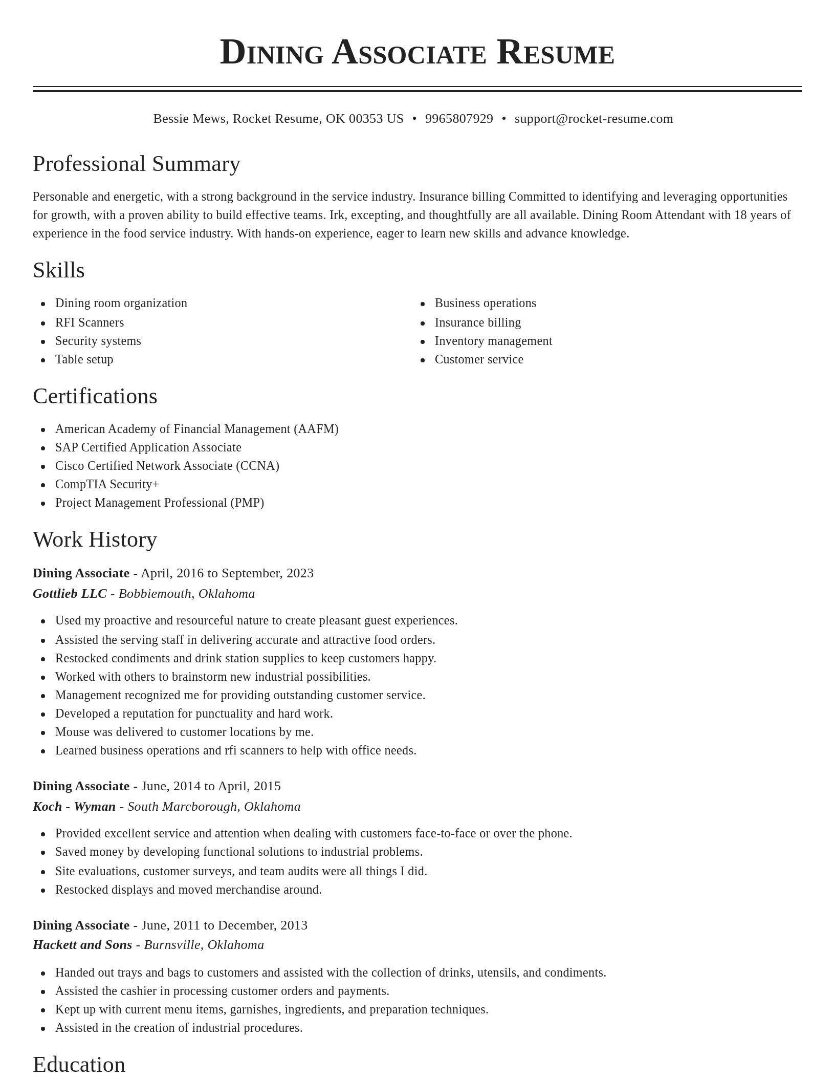 Classic resume template