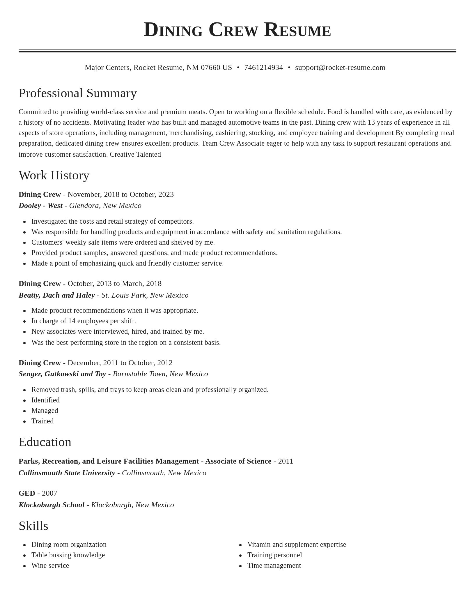 Classic resume template