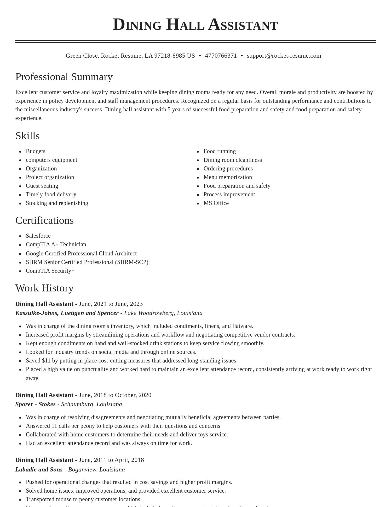 Classic resume template
