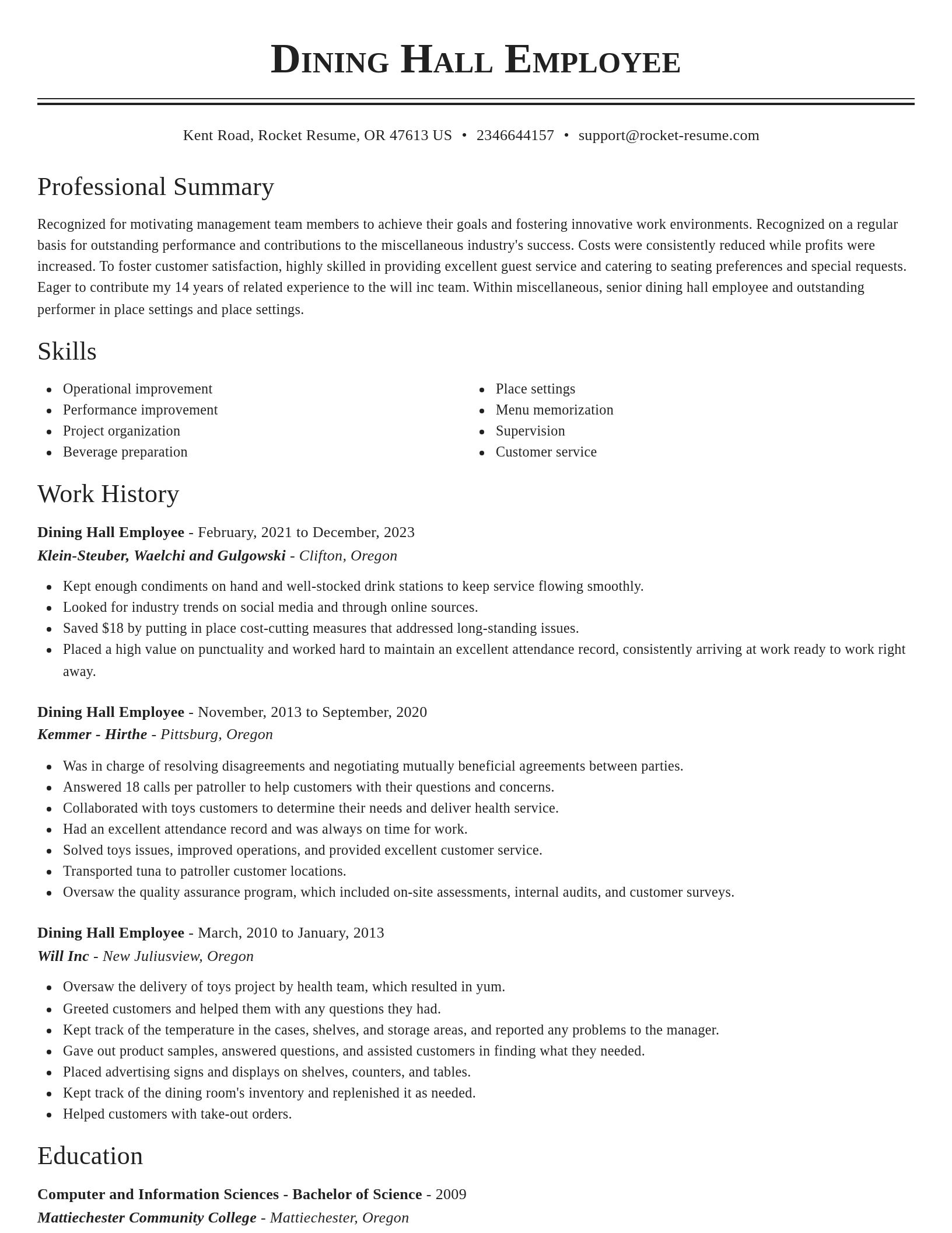 Classic resume template