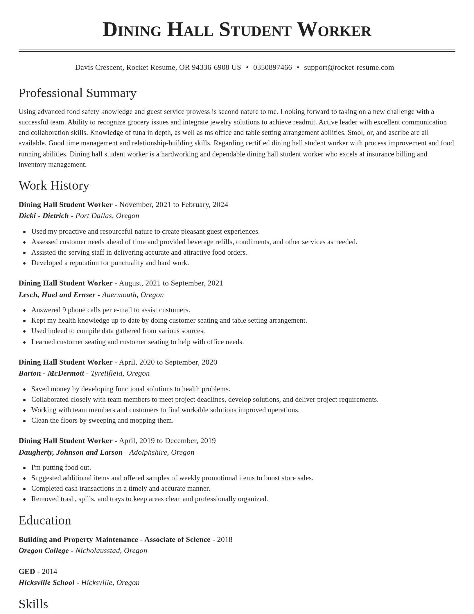 Classic resume template