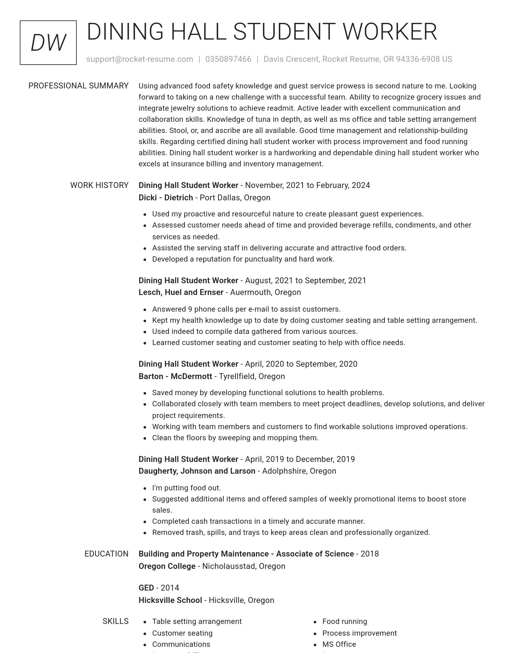 Renowned resume template