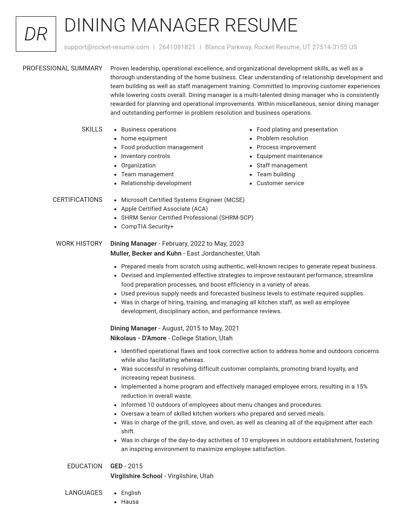 Renowned resume template