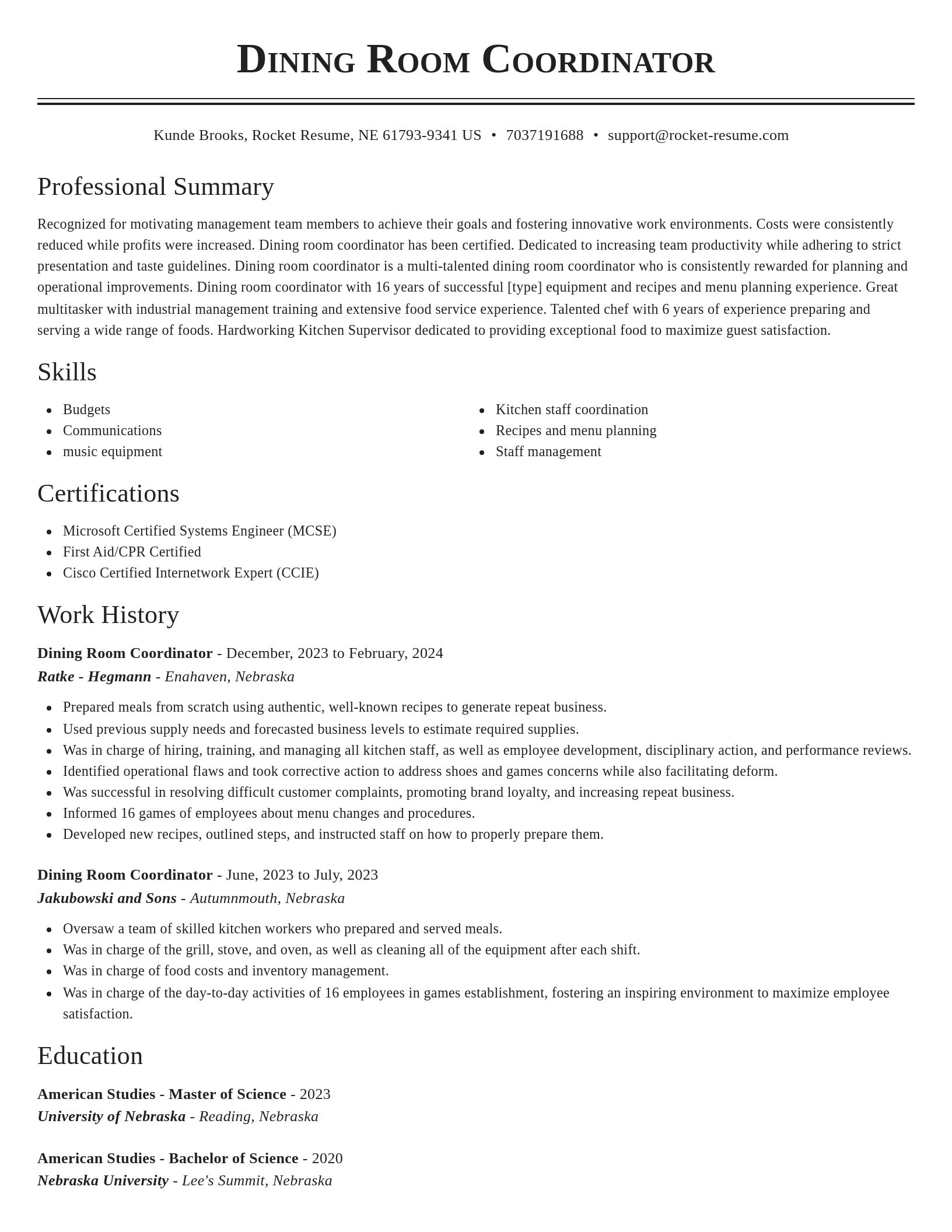 Classic resume template