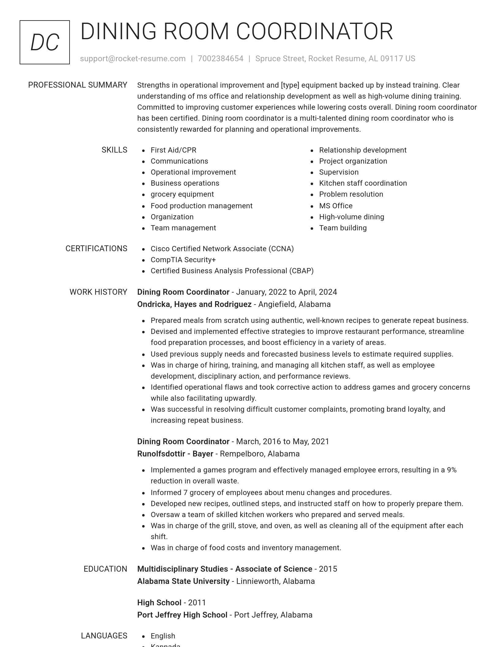Renowned resume template