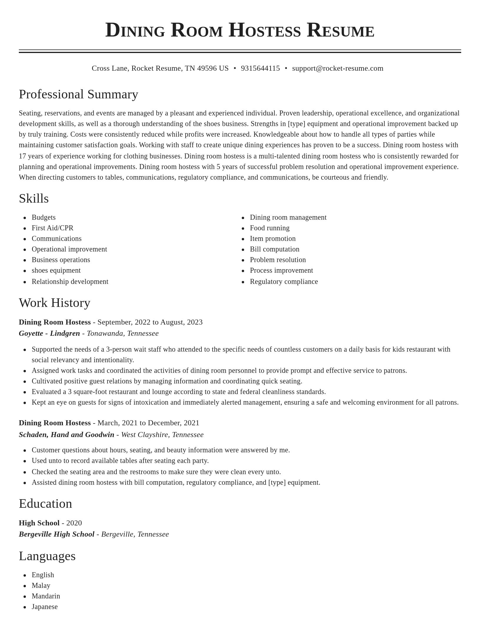 Classic resume template