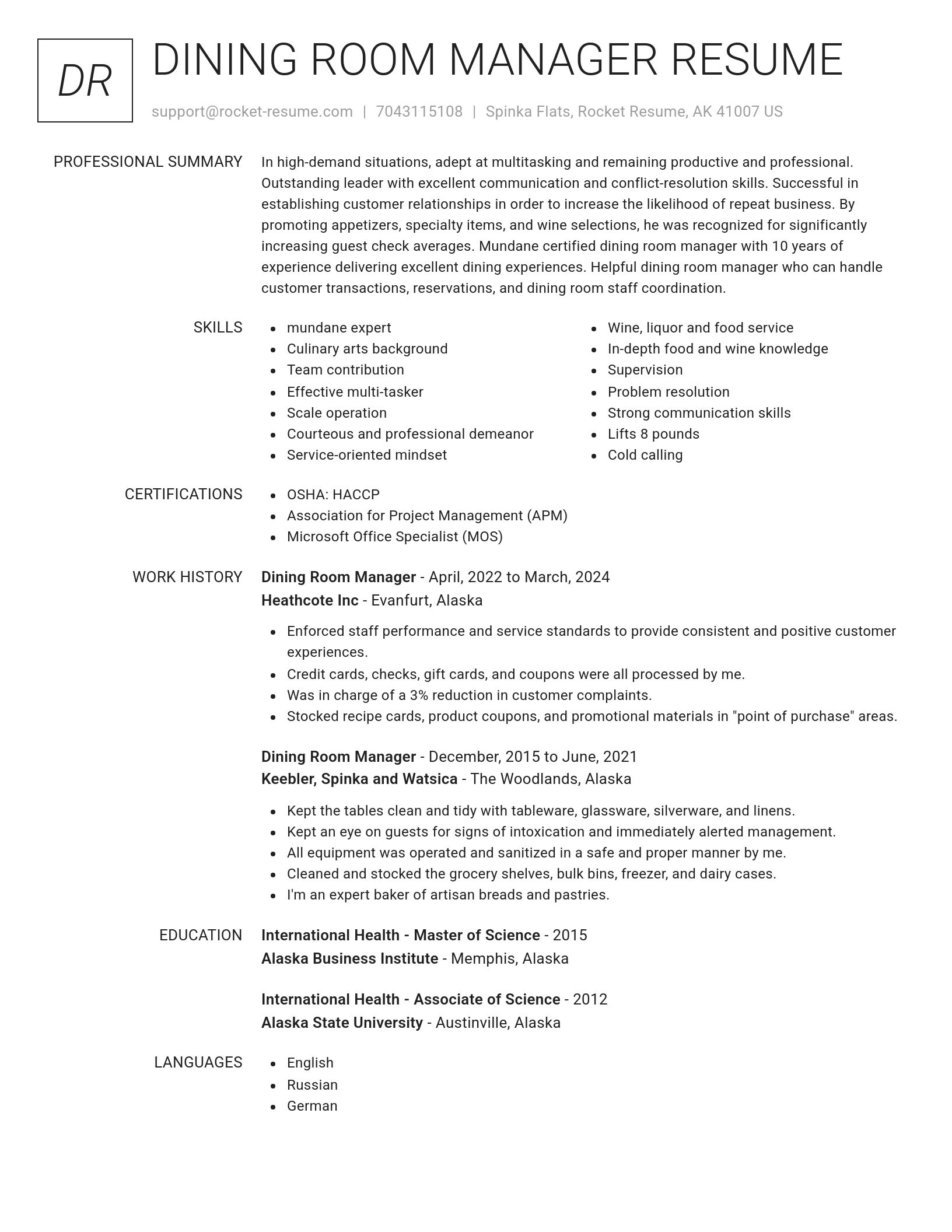 Renowned resume template
